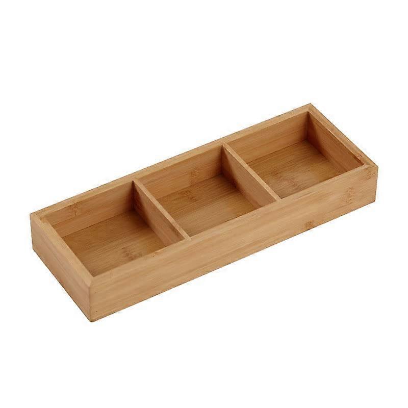 Wooden Divided Serving Tray with 3 Compartments for Hot Pot and Sushi, Polished for Safe Use