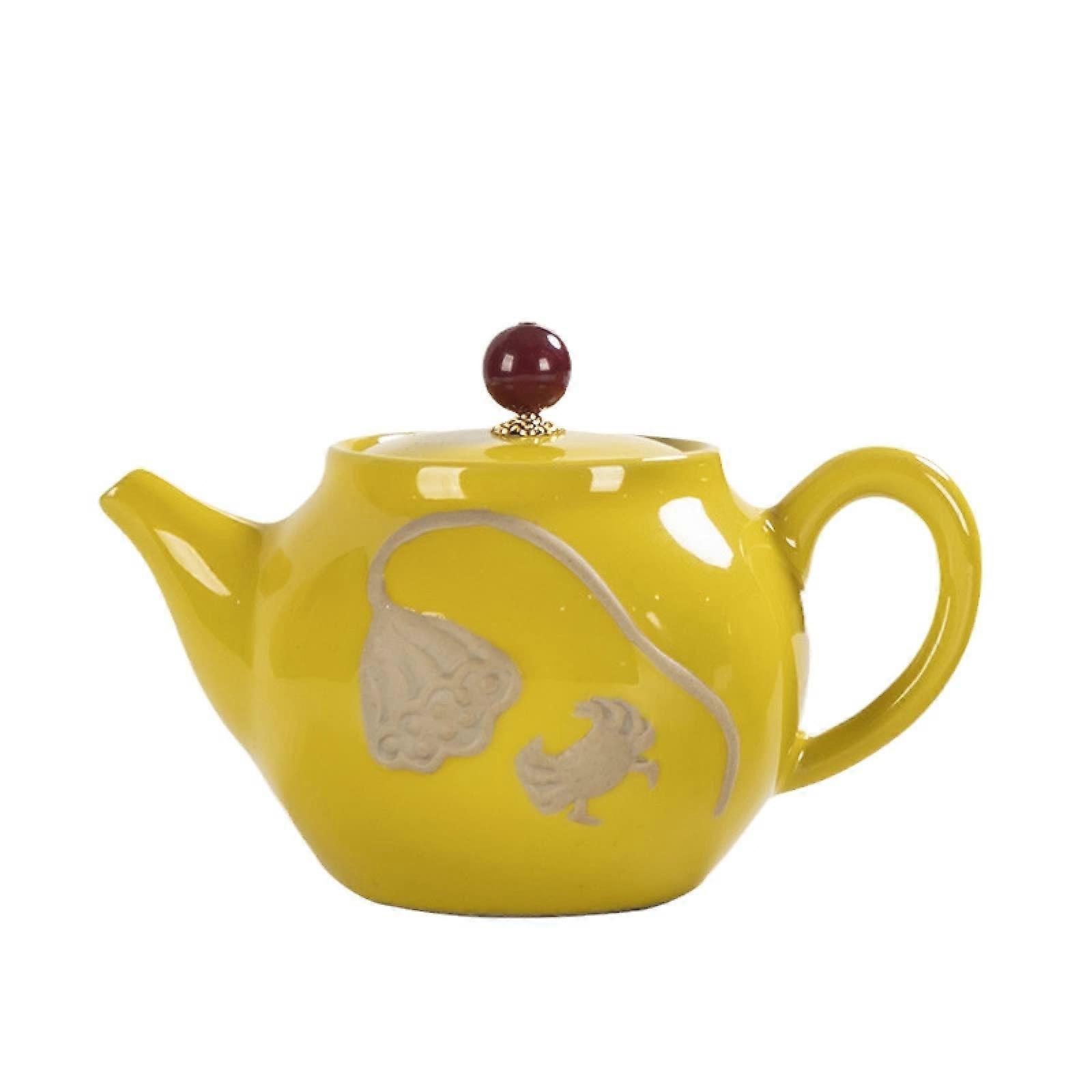 HeatResistant Ceramic Teapot 250Ml Yellow With Customized Tea Infuser, Style A, Universal Size, Wedding Tea Set
