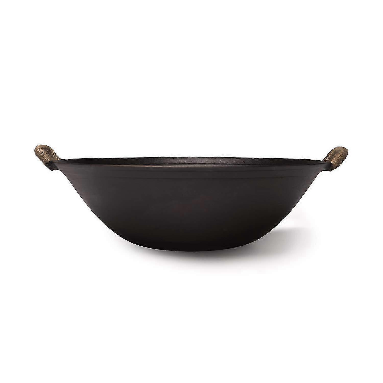 25-26 ZhenSanHuan handmade cast iron wok no coating no painting healthy flat bottom induction suitable 36CM/14.2in