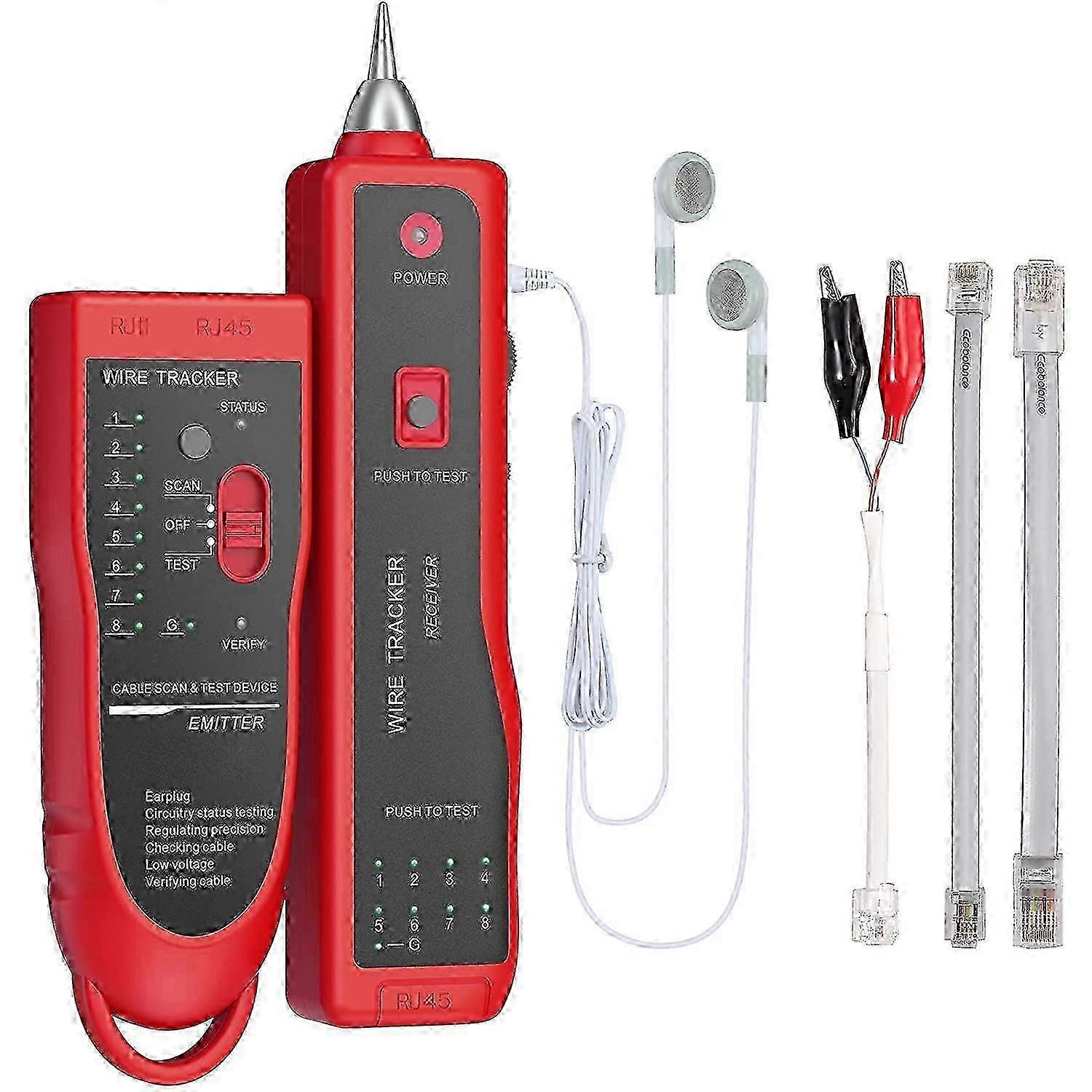 Wire Tracker RJ11 RJ45 Finder Ethernet LAN Multifunction TonerTracer Network Cable Collation (Red) 25-26s