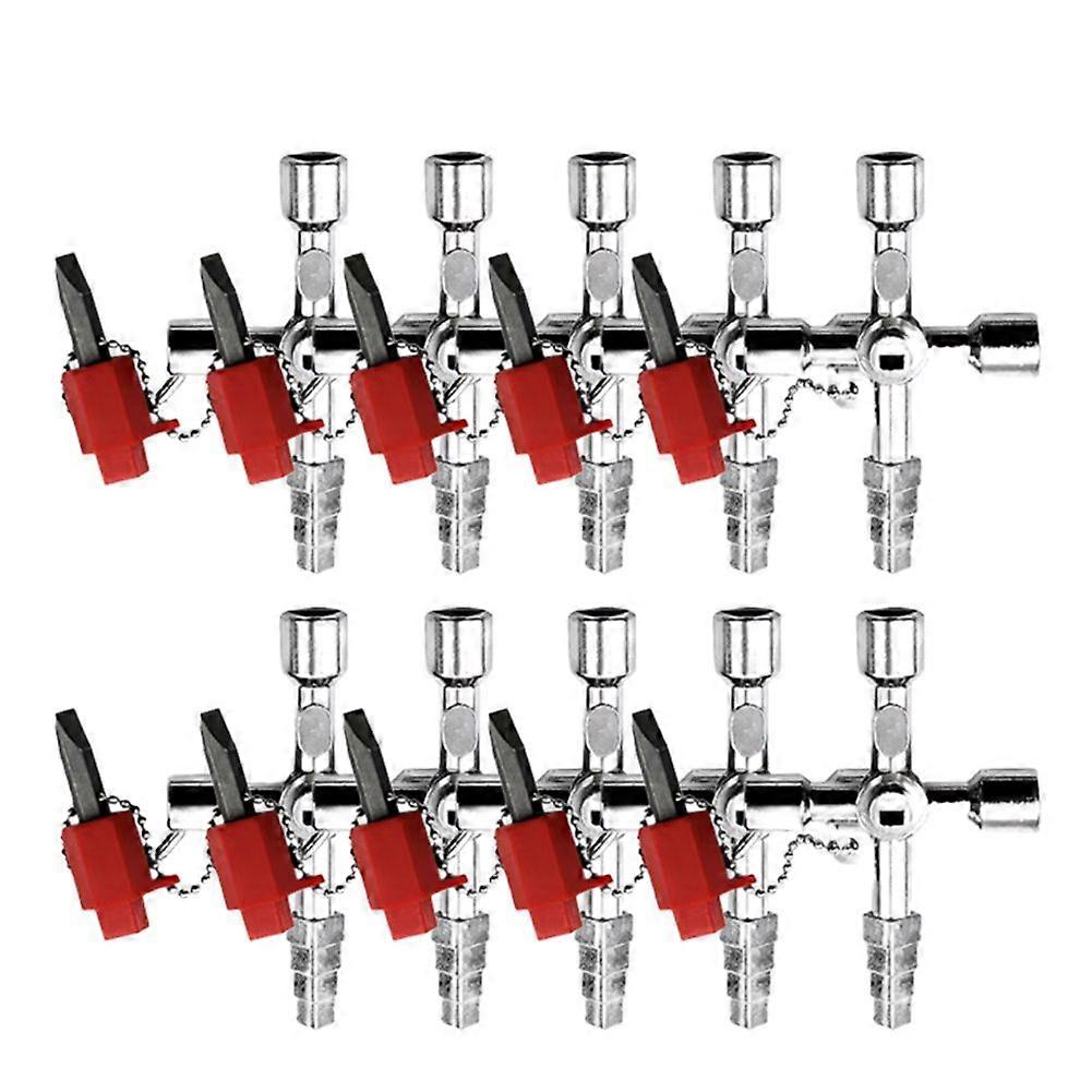 10Pcs Universal Key Switch 4in1 Control Cabinet Key,Square Triangular Key for Water Electricity Met