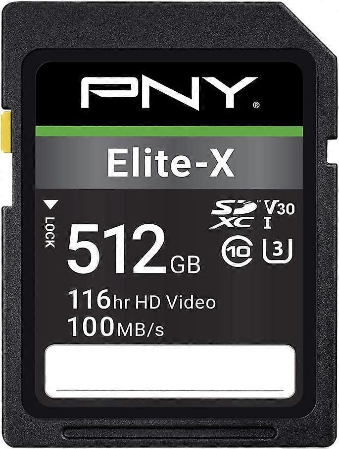 512GB Elite-X Class 10 U3 V30 SDXC Flash Memory Card - 100MB/s, Class 10, U3, V30, 4K UHD, Full HD, UHS-I, Full