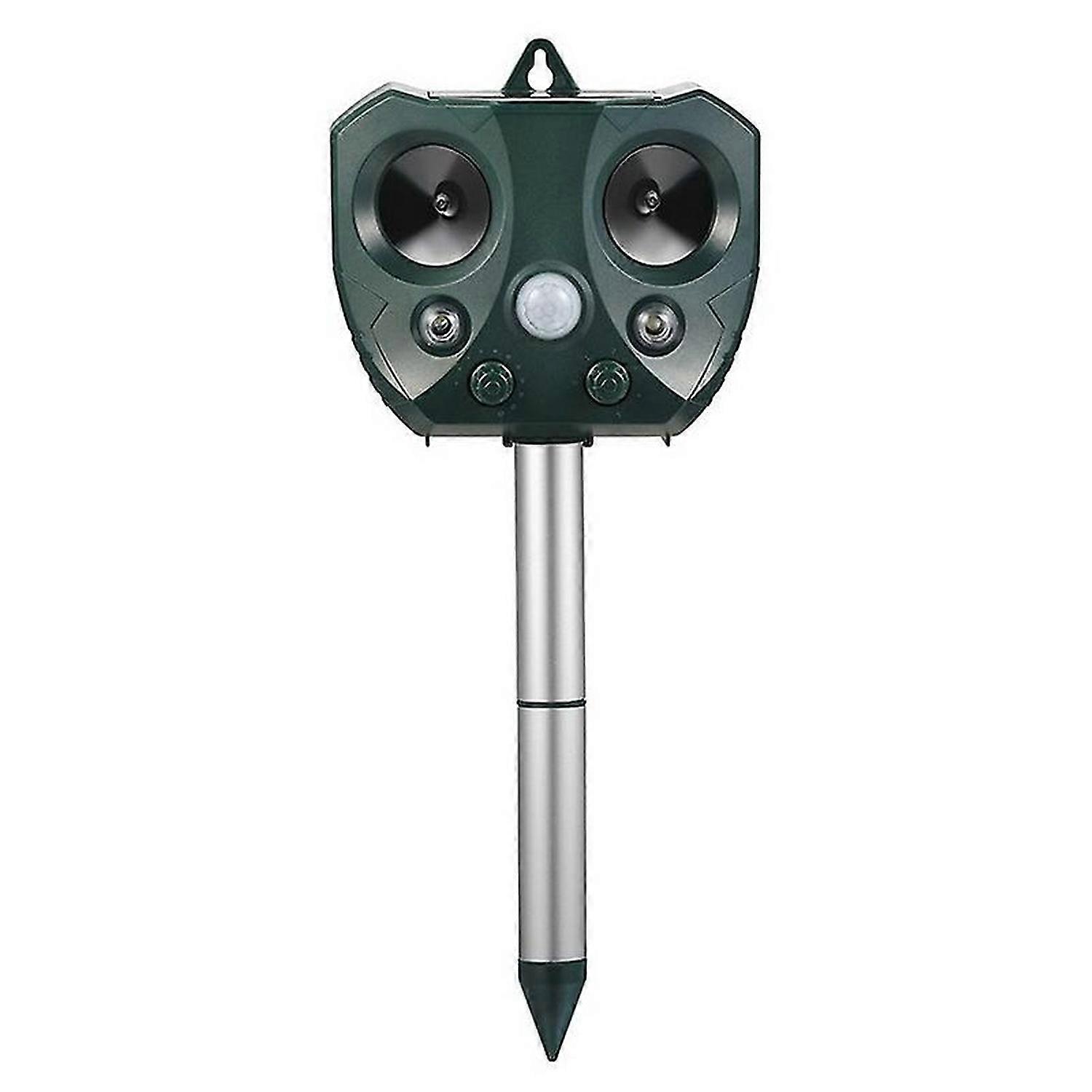 Ultrasonic Cat Repeller, Outdoor Cat Repellent - Solar Powered Waterproof Cat Repeller and Adjustable Frequency - with Alarm and Flashing Lights to Re