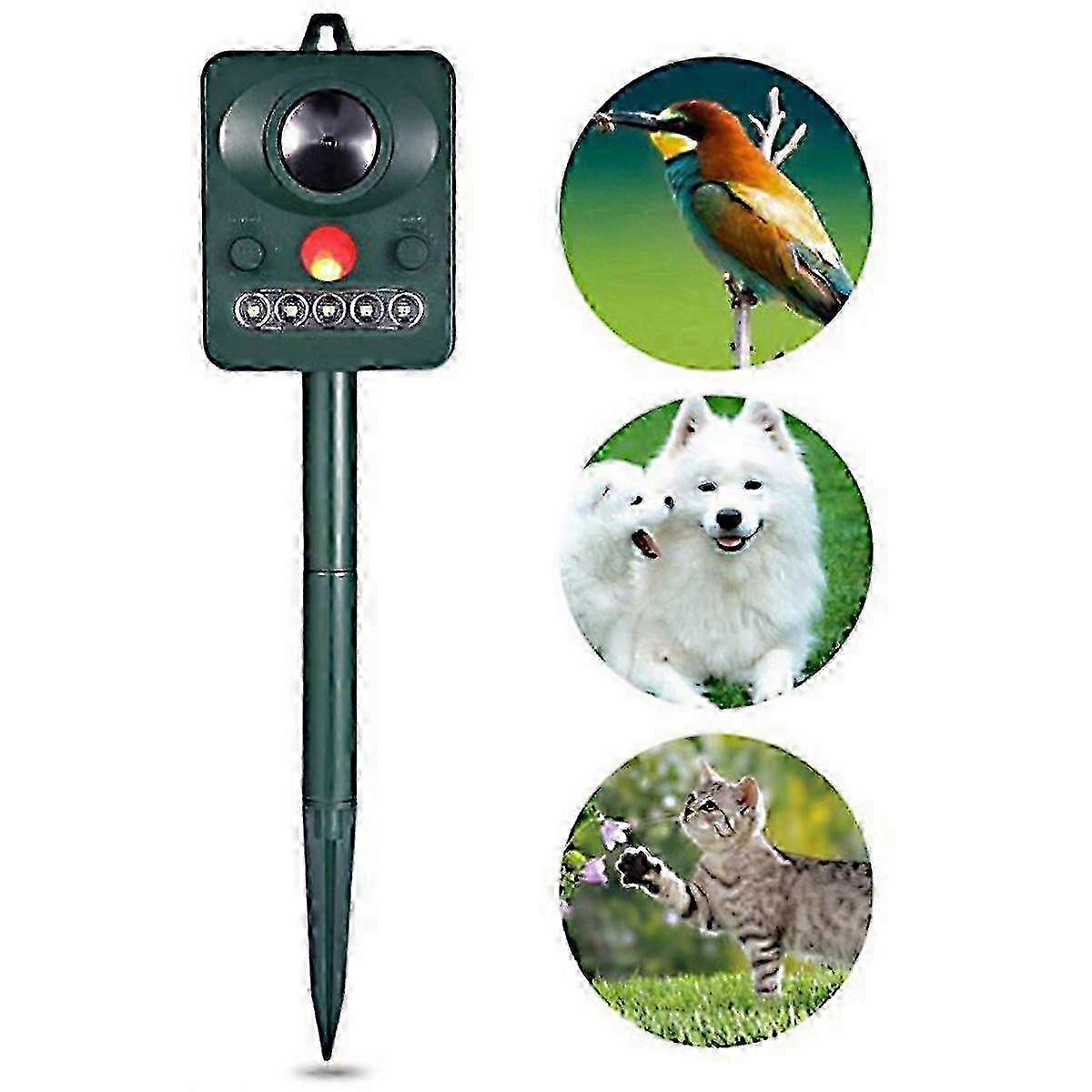 Outdoor Solar Ultrasonic Animal Repeller With Motion Sensor And Flash To Scare Away Rabbits, Squirrels, Foxes, Birds, Skunks, Etc