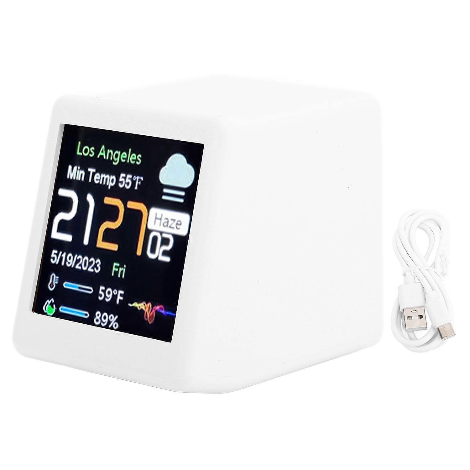 Desktop Electronic Clock LCD Digital Display Calendar Temperature Weather Forecast Station Support W