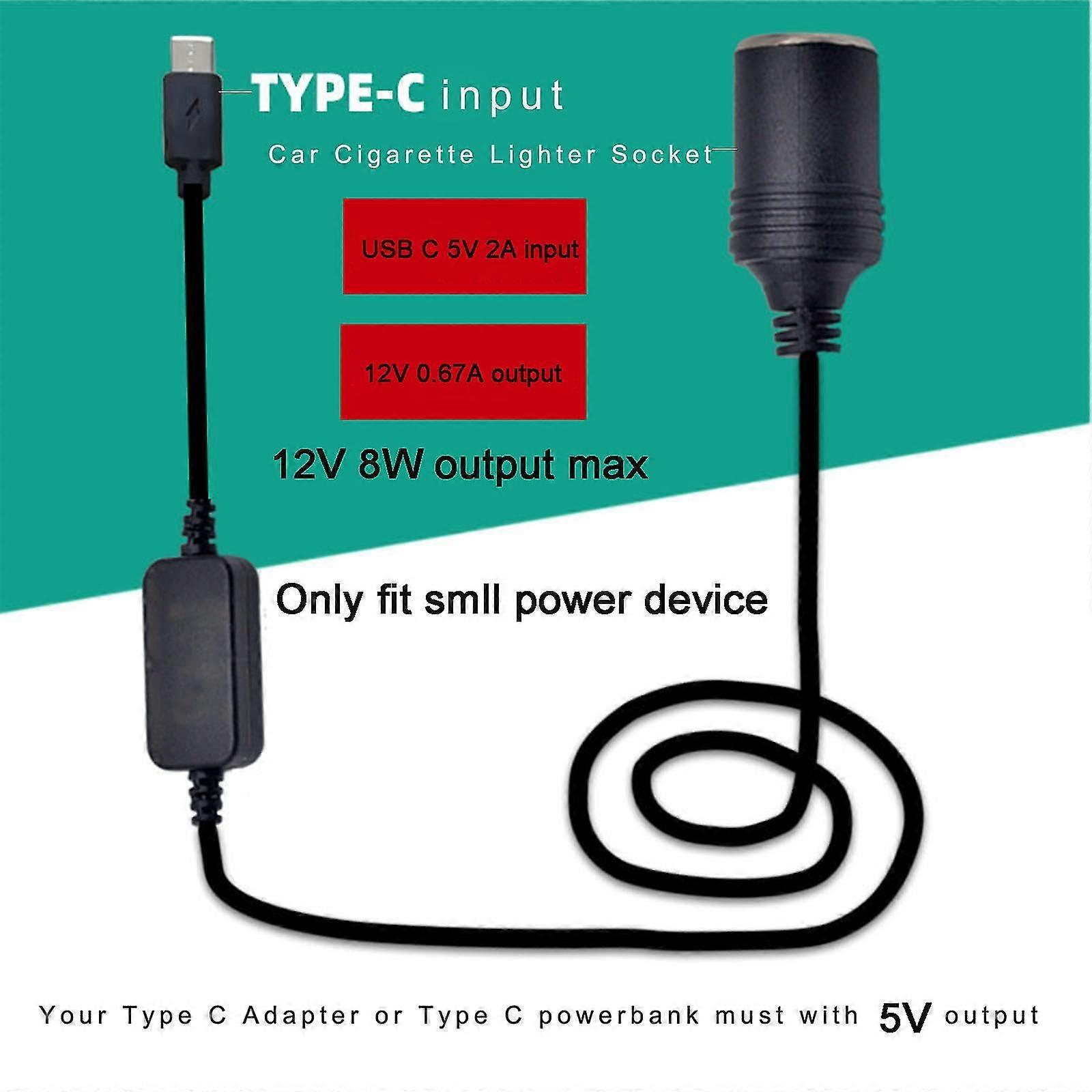 Usb C typ C to 12V Auto Cigarette-lighter Socket Zásuvka Ženská konvertor adaptéra kábel