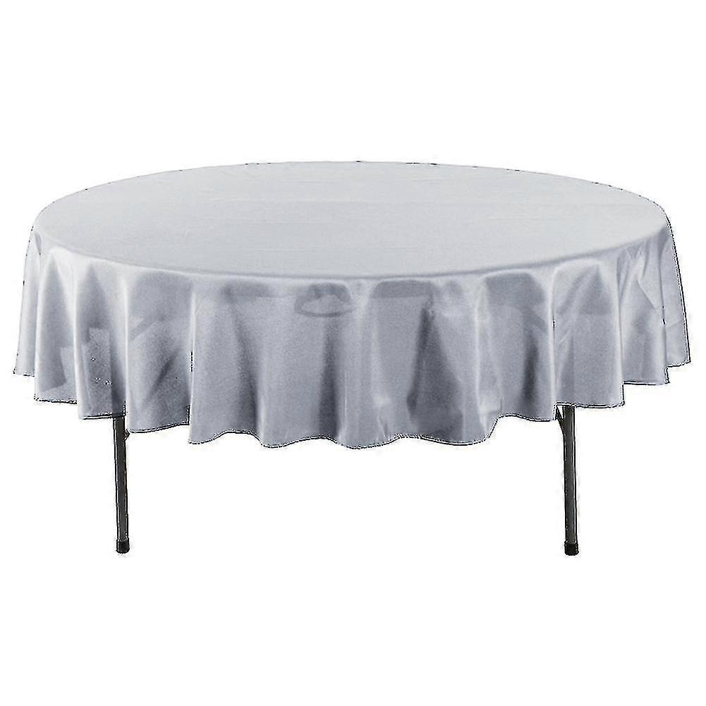 Kitchen Dining Room Restaurant Hemming Solid Color Round Tablecloth Party Decor