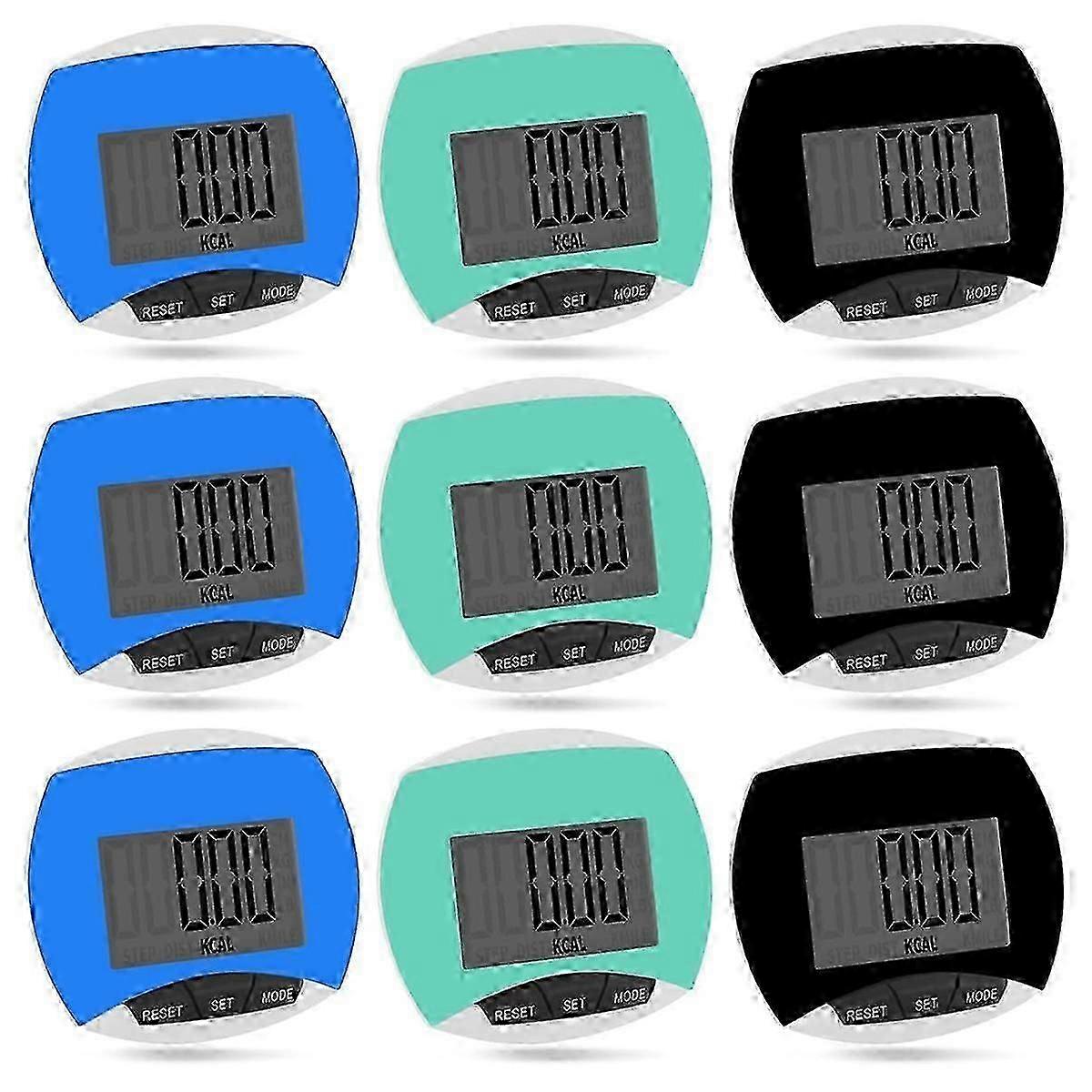 9-Pack Portable Clip-on Pedometer for Walking, Step Counting & Calorie Recording