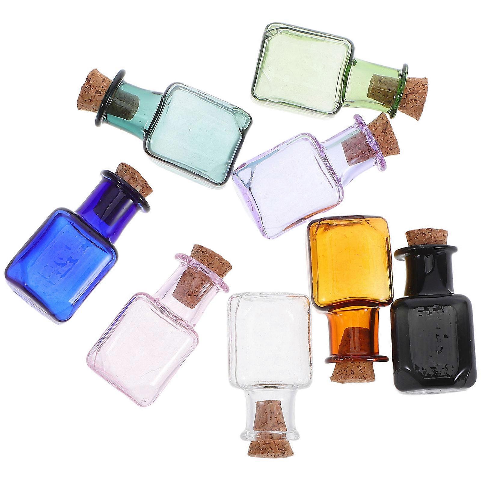 Square Glass Bottles with Cork for Party 8Pcs Mini Wishing Vial Set