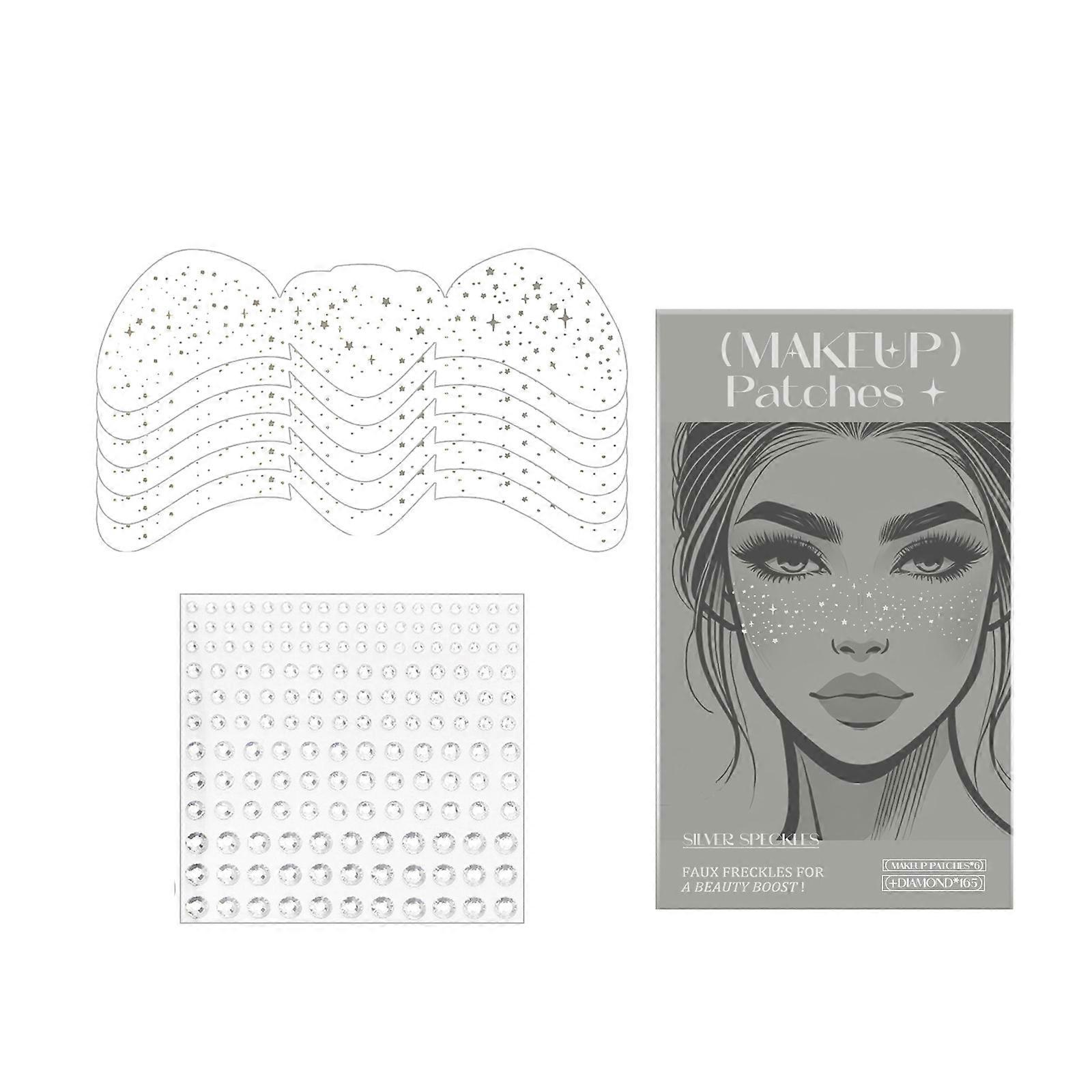 Glitter Freckles Face Tattooed,Face Glitter Speckles Patches for Women,Glow Up Makeup Patches Rhinestones Face Stickers Multicolor