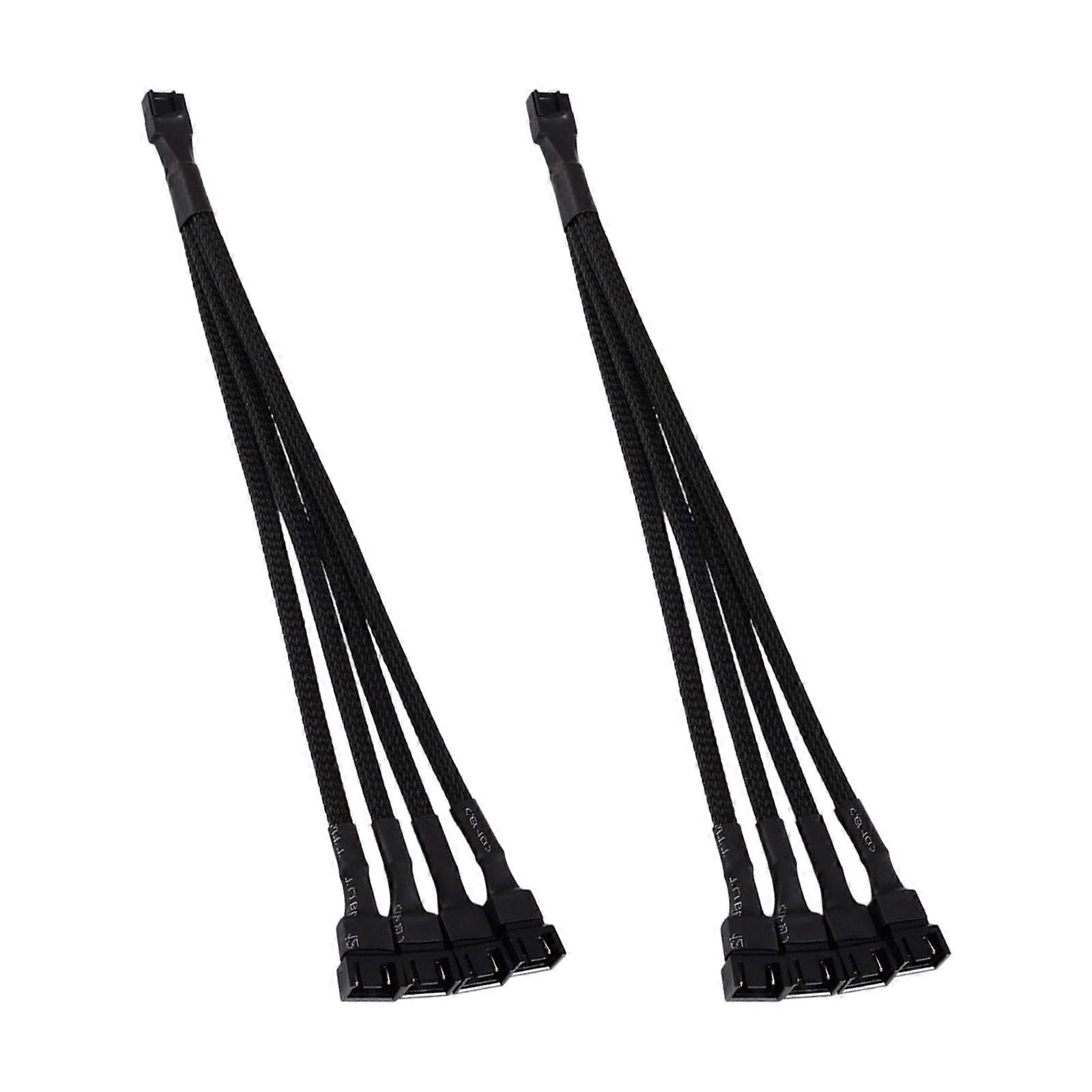 2Piece 4Pin PWMs Computer Fan Extension Cable Set 26cm Length for Enhances Airflows and Noise Reduction Multicolor