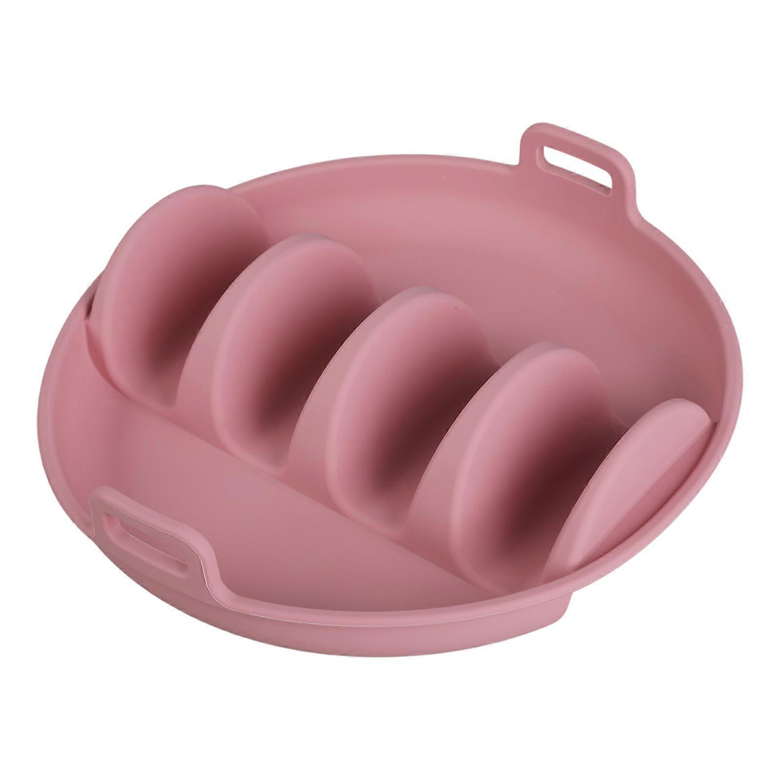 Multifunctional 10inch Tacos Serving Tray Tacos Stand Efficient Silicone Design Secures Shell During Meals Event  Pink