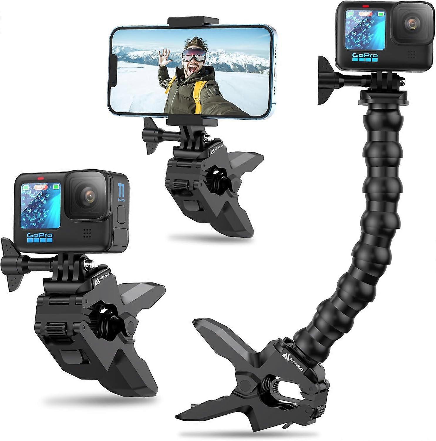 Jaws Flex Clamp Mount with Adjustable Gooseneck for GoPro Hero 11, 10, 9, 8, 7, 6, 5, 4, Session 3+, 3, 2, 1 Max, Hero