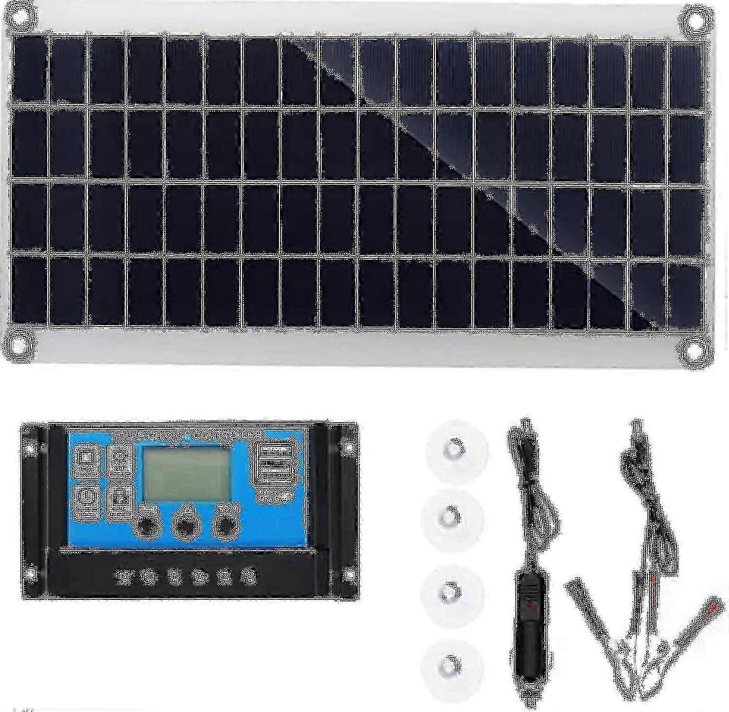 300W 12V Solar Panel Kit with Battery Charger & 10 60A Controller