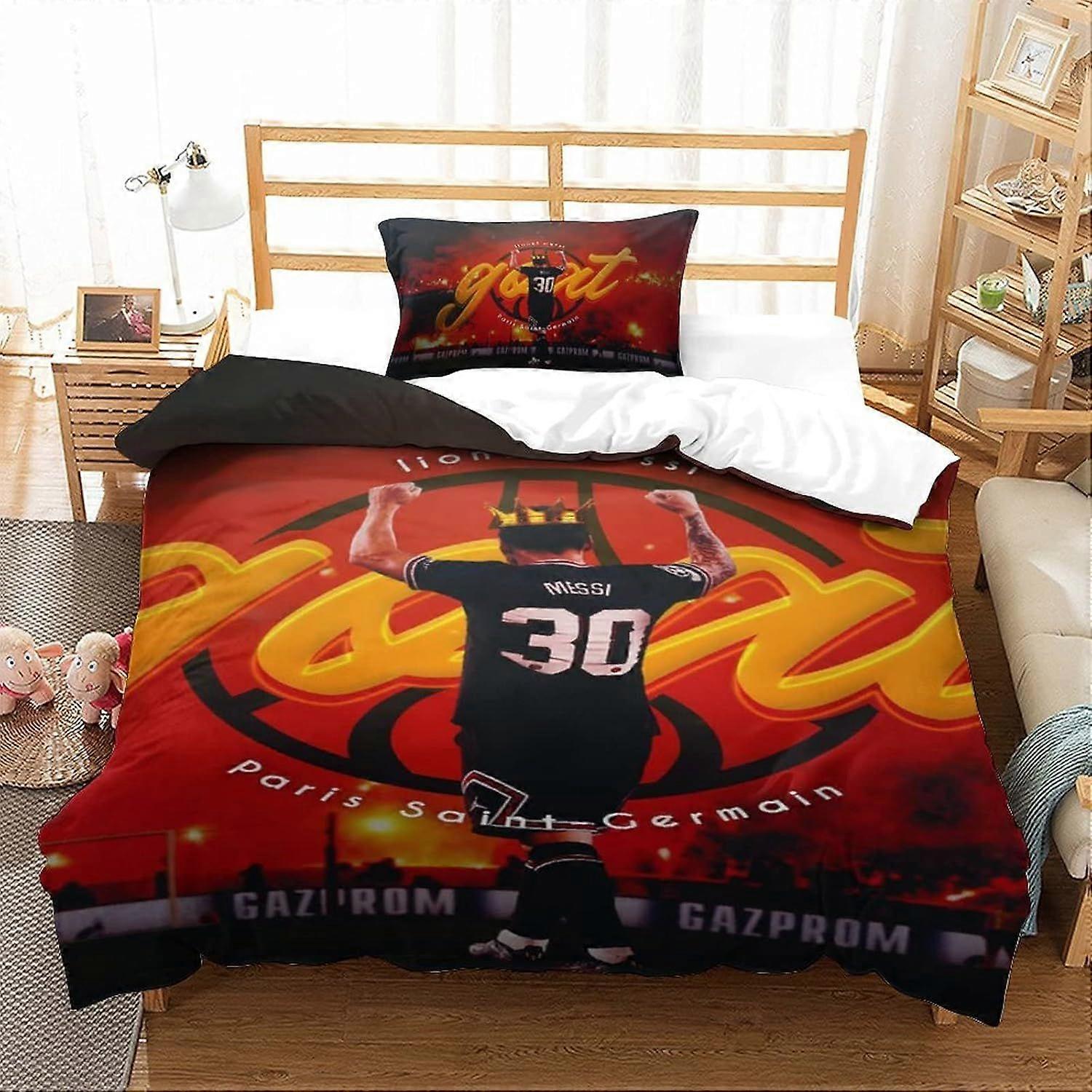 Messi Beddengoed Set 3D Football Superstars Dekbedovertrek Set, Zachte 100% Microvezel Beddenset 2 stuks, Print Enkel Dubbel King Size Microvezel Dekbedovertrek Set 