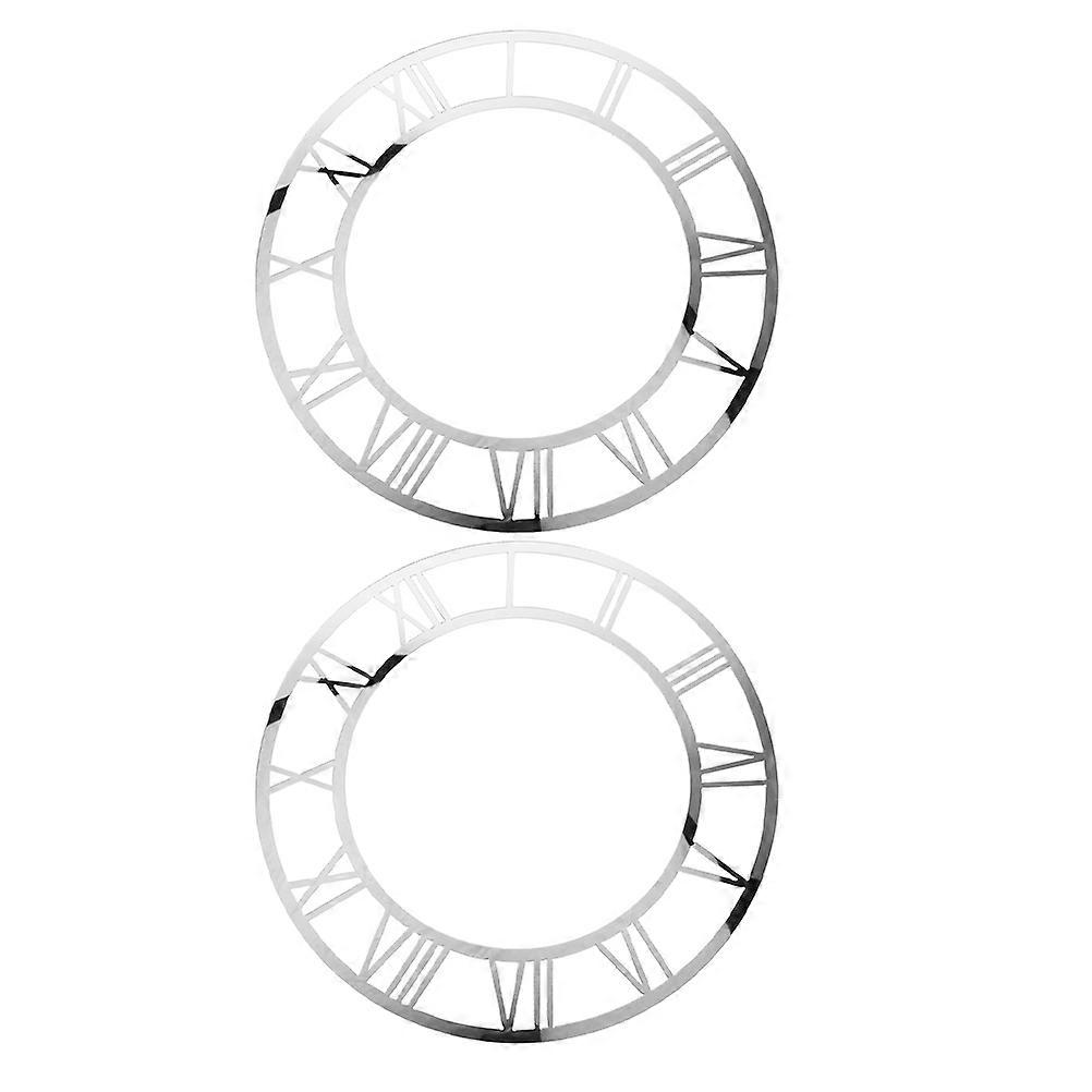 Round Roman Numerals Acrylic Wall Clock Face for 2Pcs Mirror Stickers