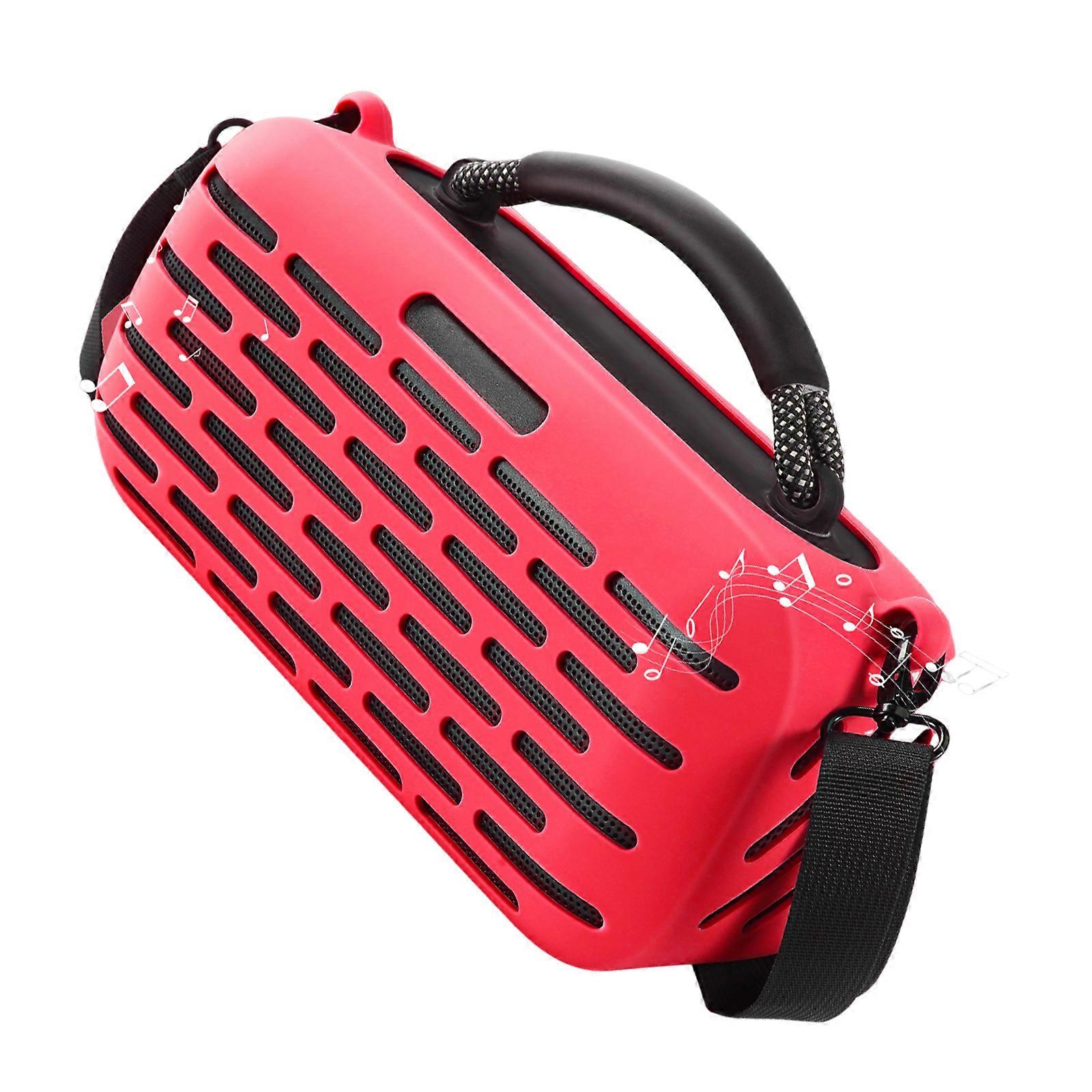 Travel Friendly Silicone Case Encasement For Speakers Shell, Resilient And NonSlip Designs Protector with Handle  Red