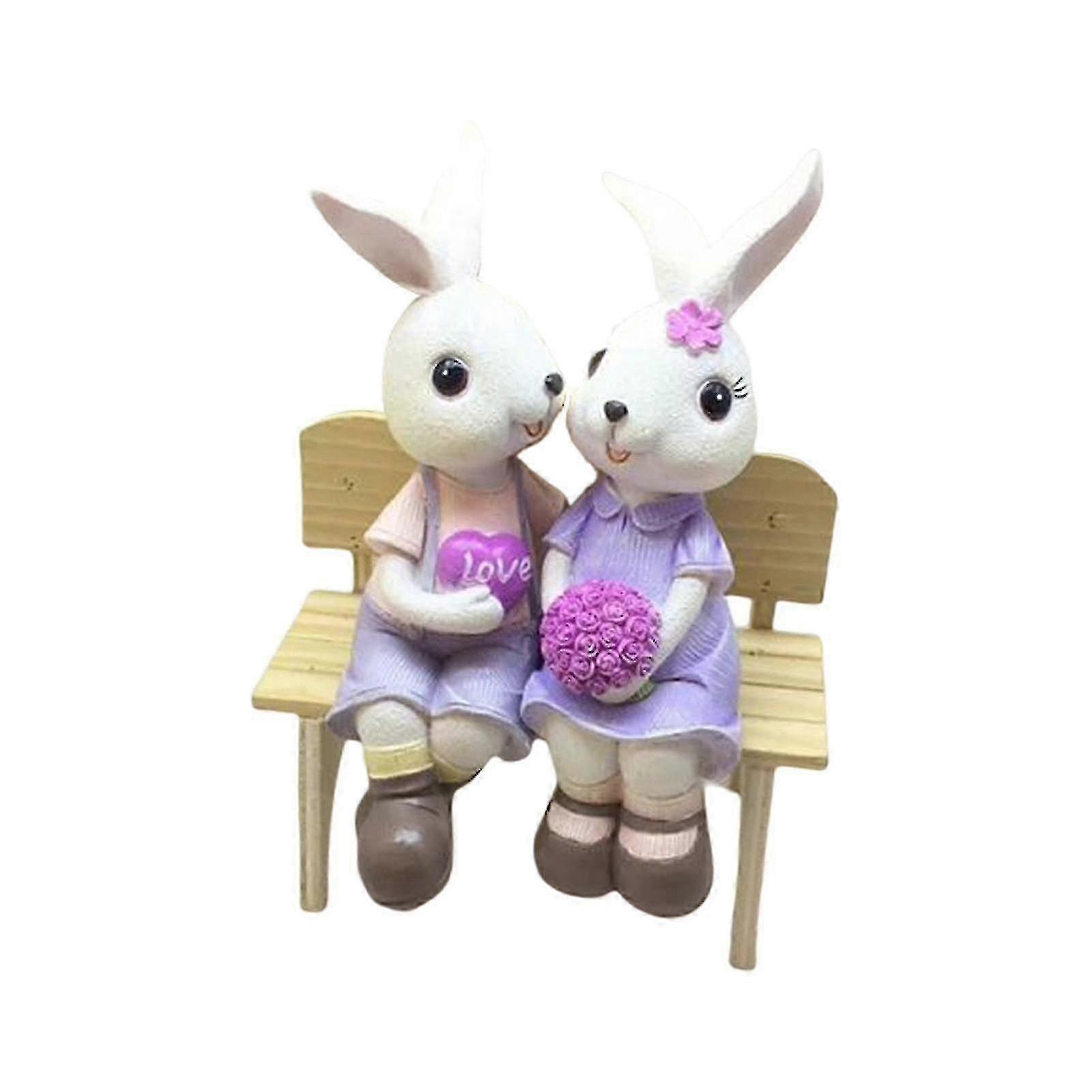 Spring Home Decor with Easter Bunny Figurine and Resin Eggs