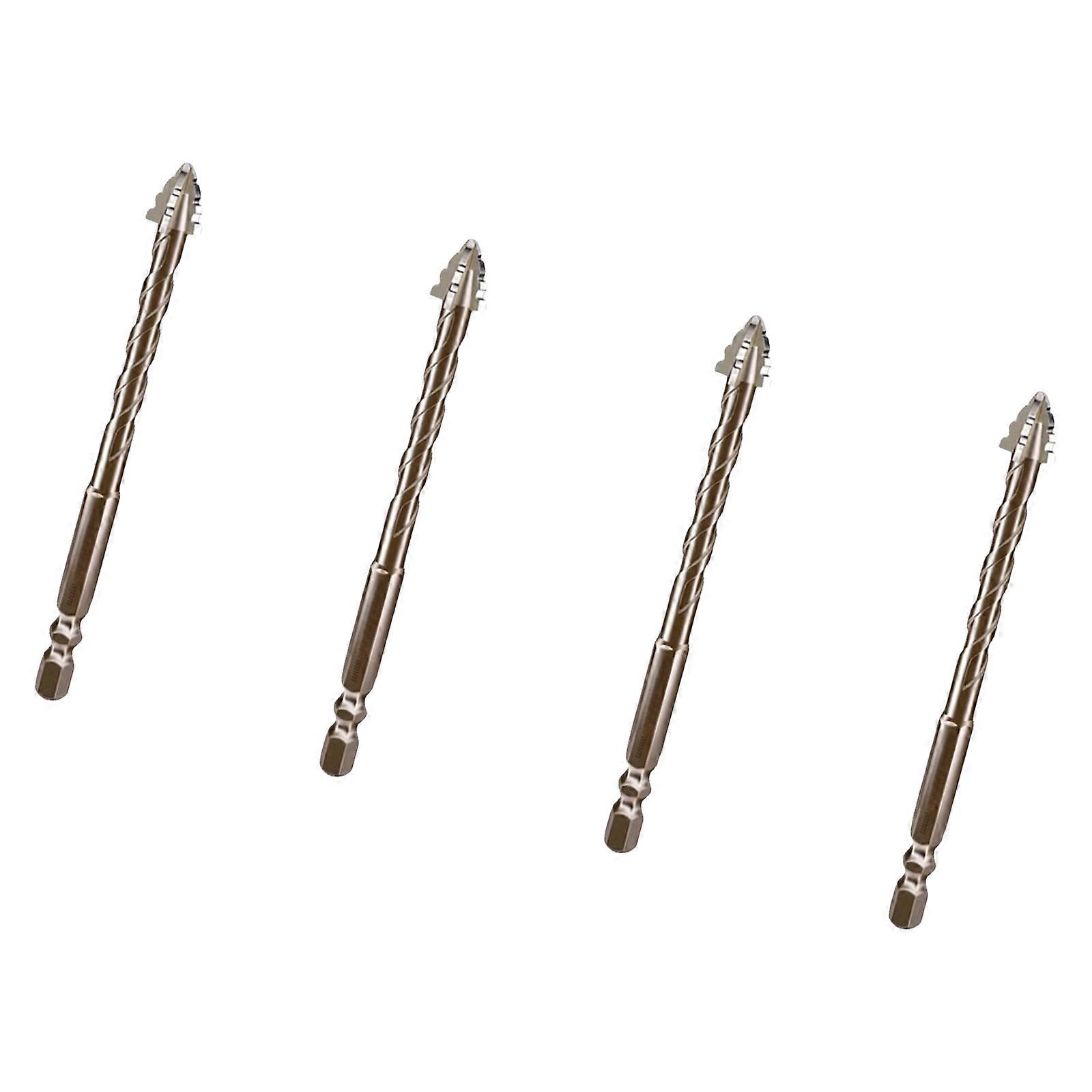4 Pack Four Flute Sawtooth Eccentric Twist Drill Bits with Hardened Alloy Tips for Efficient Drilling in Construction Multicolor