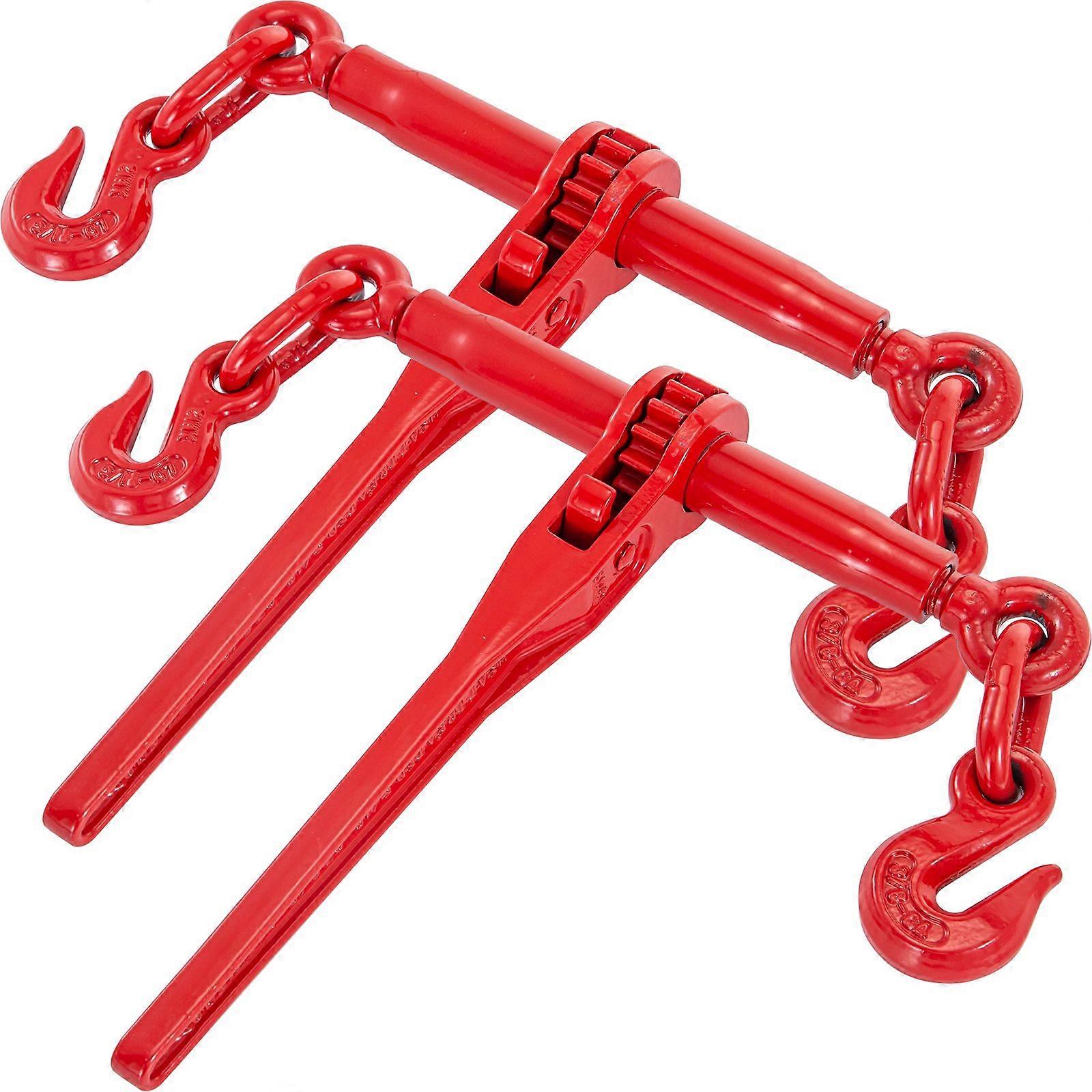 Chain Binder 5/16-3/8, 6600lbs Capacity, Ratchet Lever Binder with G70 Hooks, Ratchet Chain Binder for Tie Down, Hauling, Red