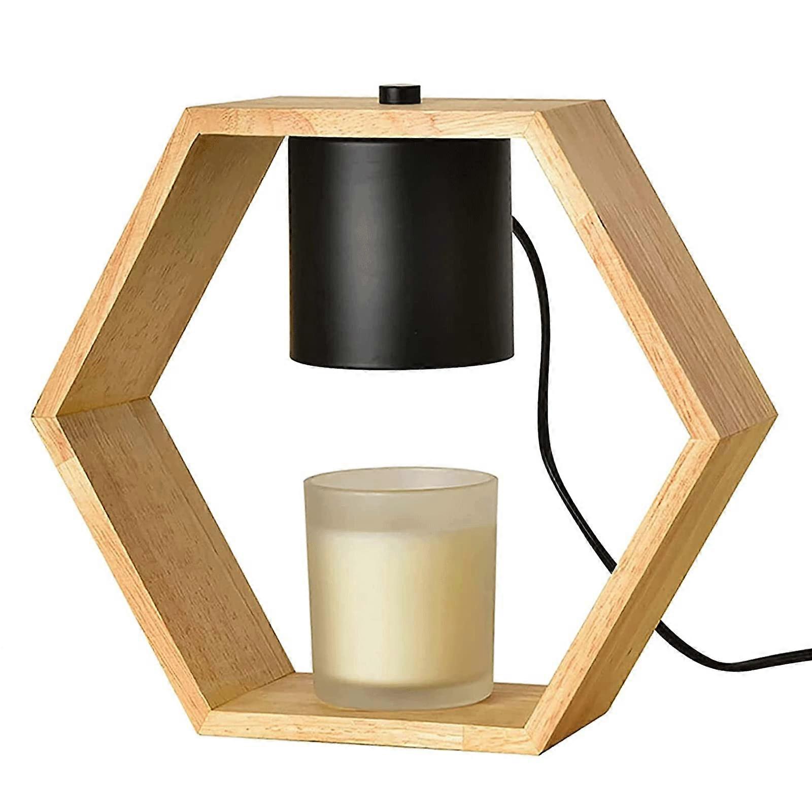 Candle Warmer Lamp with Timer and Wooden Base, Dimmable Wax Melting Light for Jar Candles Home Decor Brown