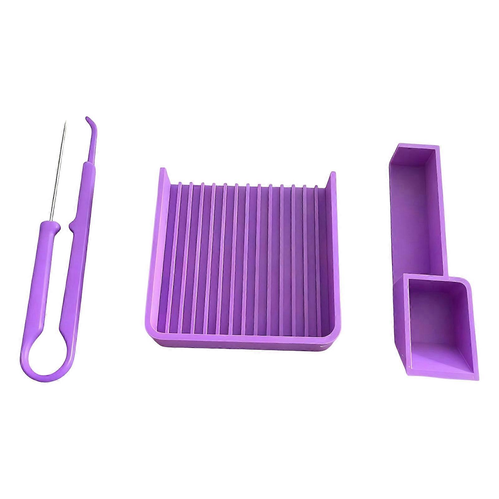 Pack of 3 Beading Set Including Calibrator and Tray for Streamlined Beads Placement in Various Activity  Purple