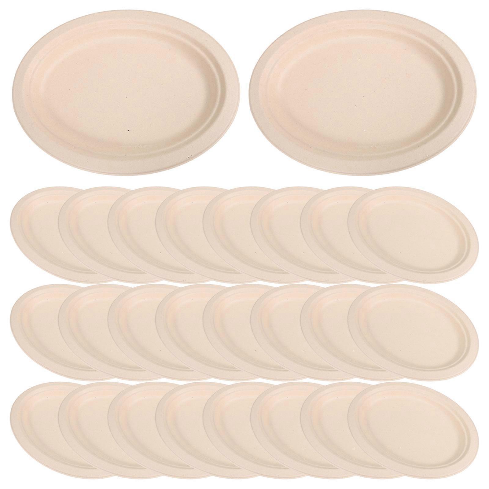 Ovala pappersmiddagar för matförpackningar 50 st beige