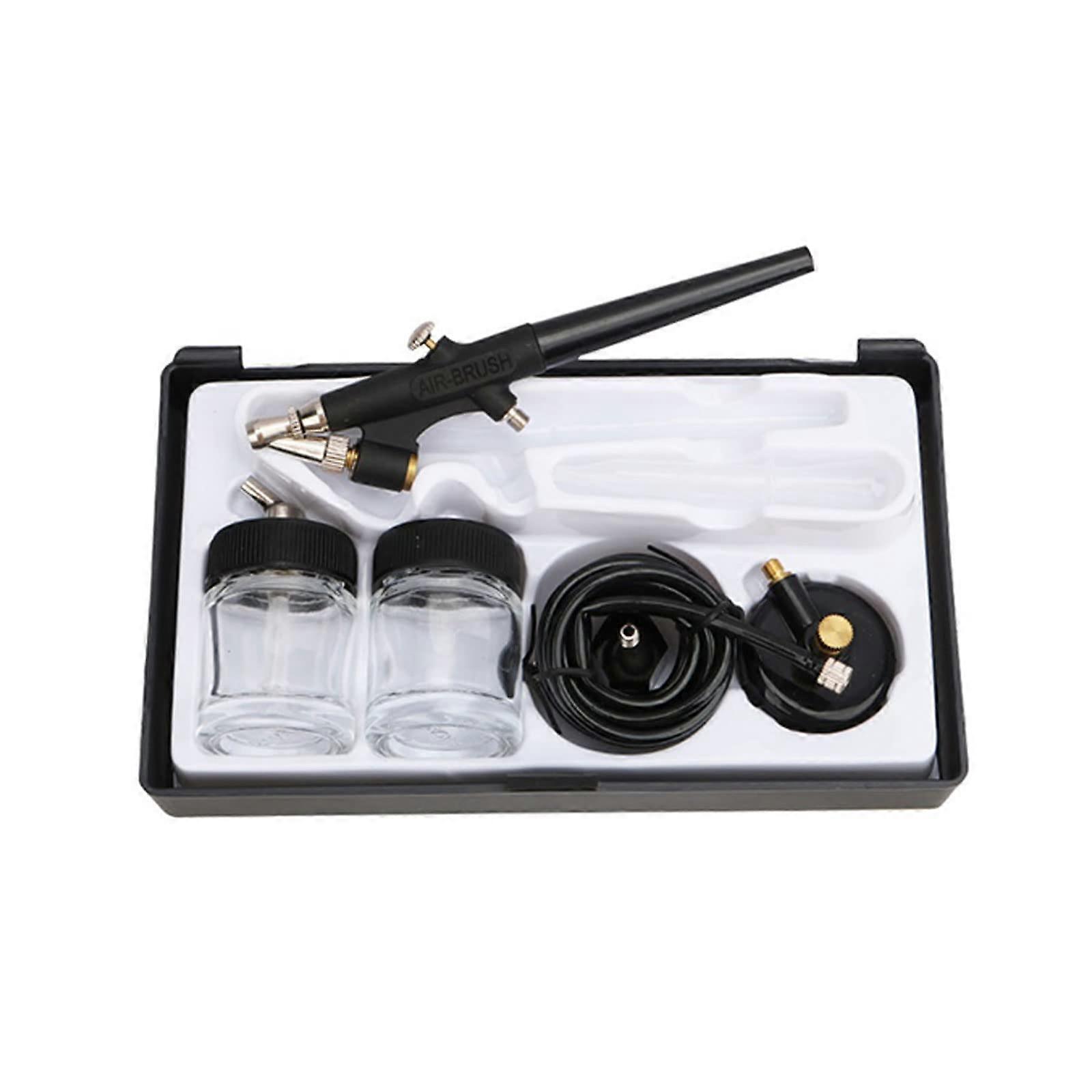 Airbrush Kit Single Action 0.8mm Siphon Feed with Dual 22cc Cups for Paint Makeup Cake