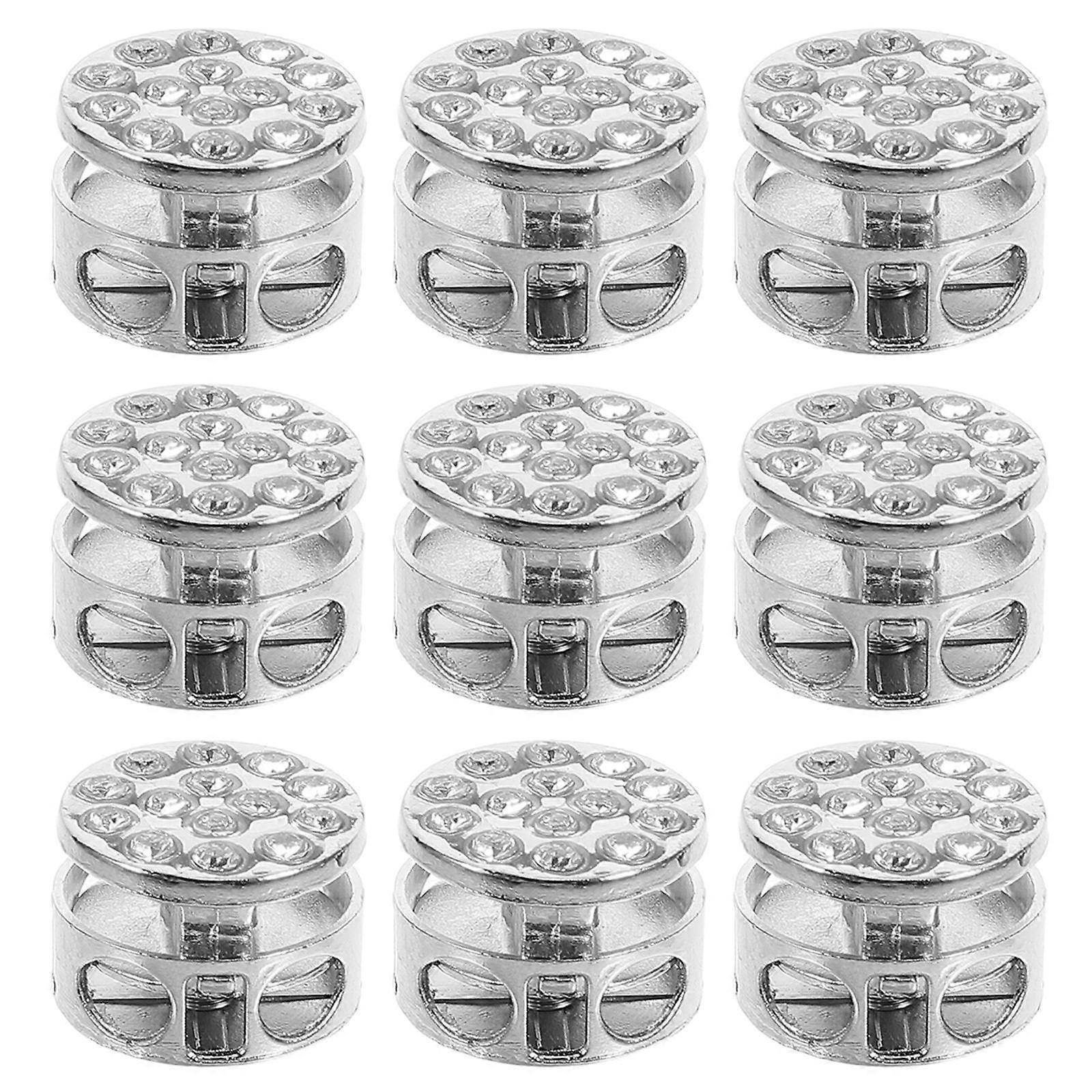 Cord Stopper Double Hole Spring Cord Locks Metal Toggle Stoppers Daily Use Hats 0.6×0.6×0.4in Adjustable 10Pcs
