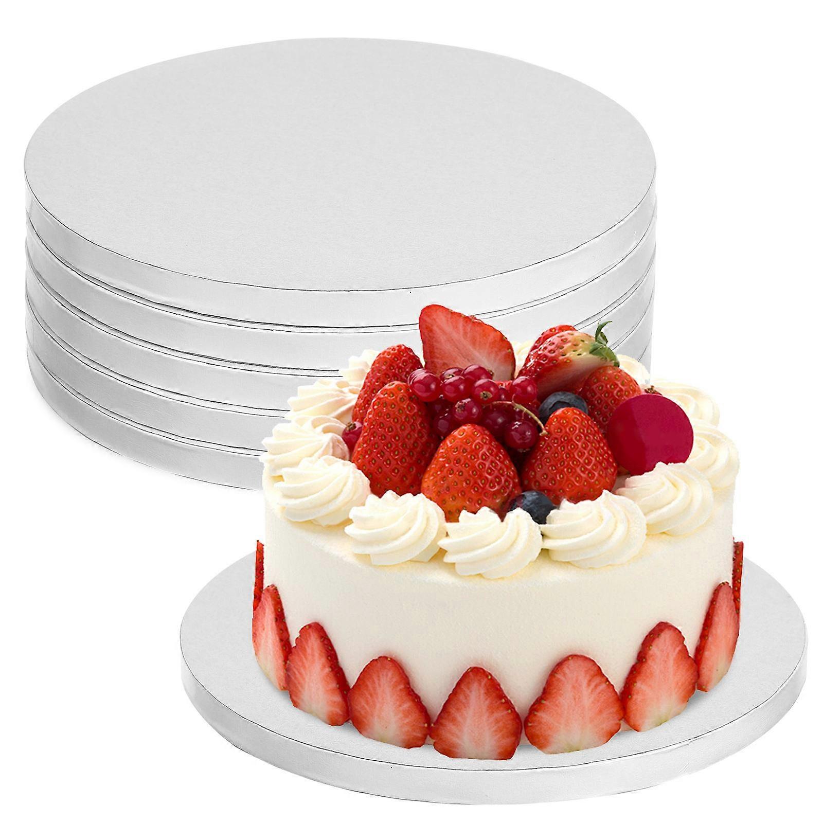 Cake Base Trays Round Paper Cake Boards for Baking Use 6Pcs White
