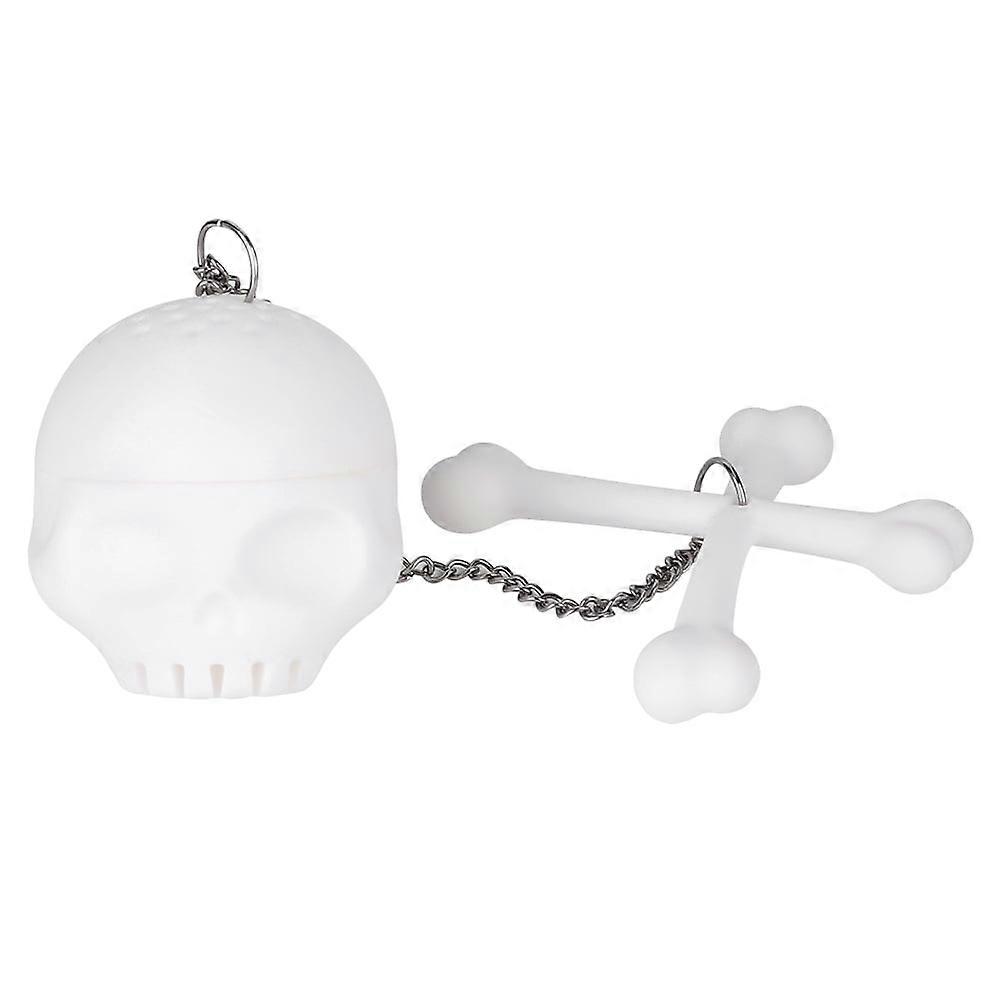 Dekaim Tea Strainer, White Simulation Skull Shape Tea Infuser Silicone Tea Leaf Strainer Filter for Home Office
