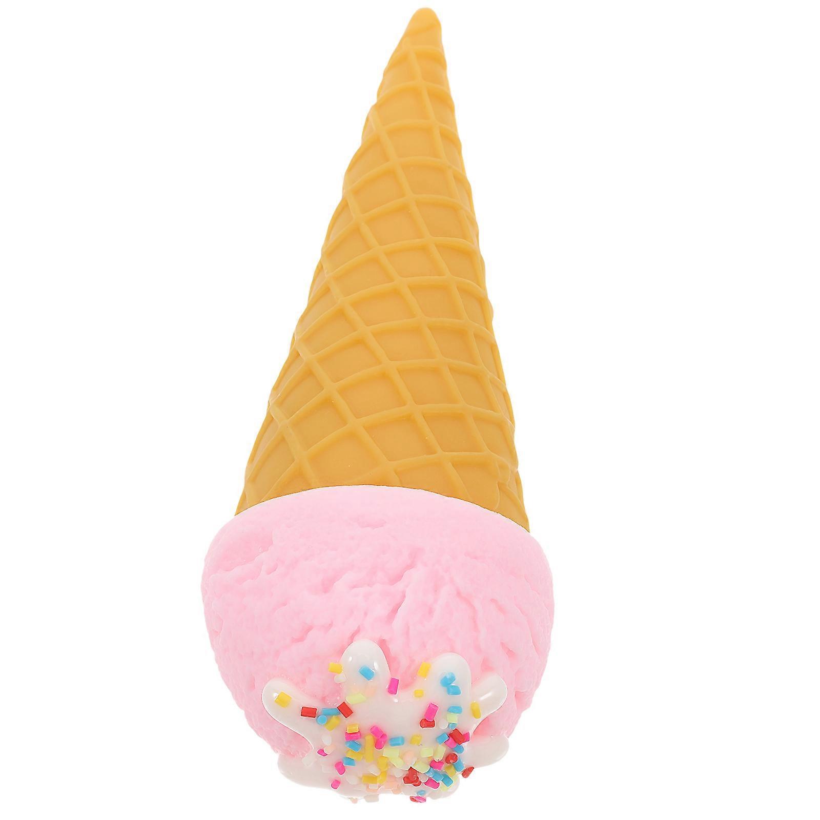 Ice Cream Cone Figurine for Decor Realistic Pink Artificial Model
