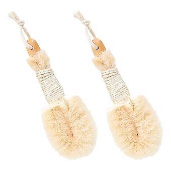OUNONA 2er-Pack Pflanzenfaser-Badebürste, 25,00 x 9,00 x 5,00 cm, beige