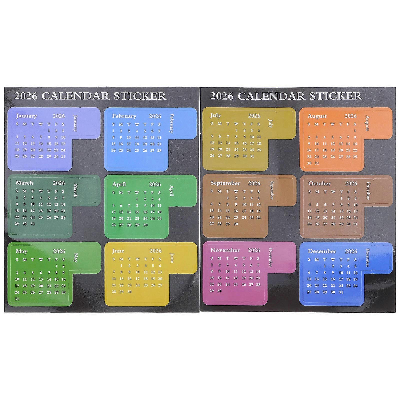 Planner Adhesive Tabs 2026 Monthly Schedule Stickers for Notebooks 1Set