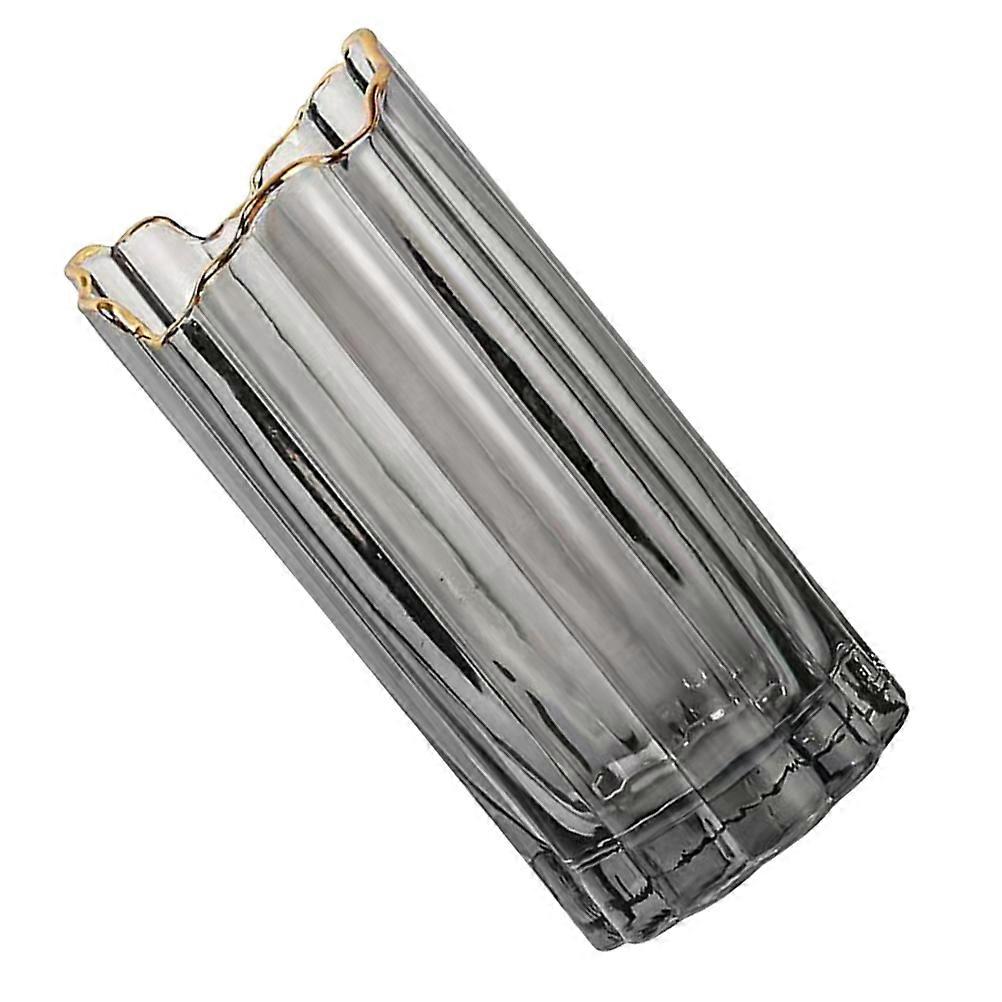 Glass Vase Flower Bottle for Storage with Stable Base 2Pcs Grey