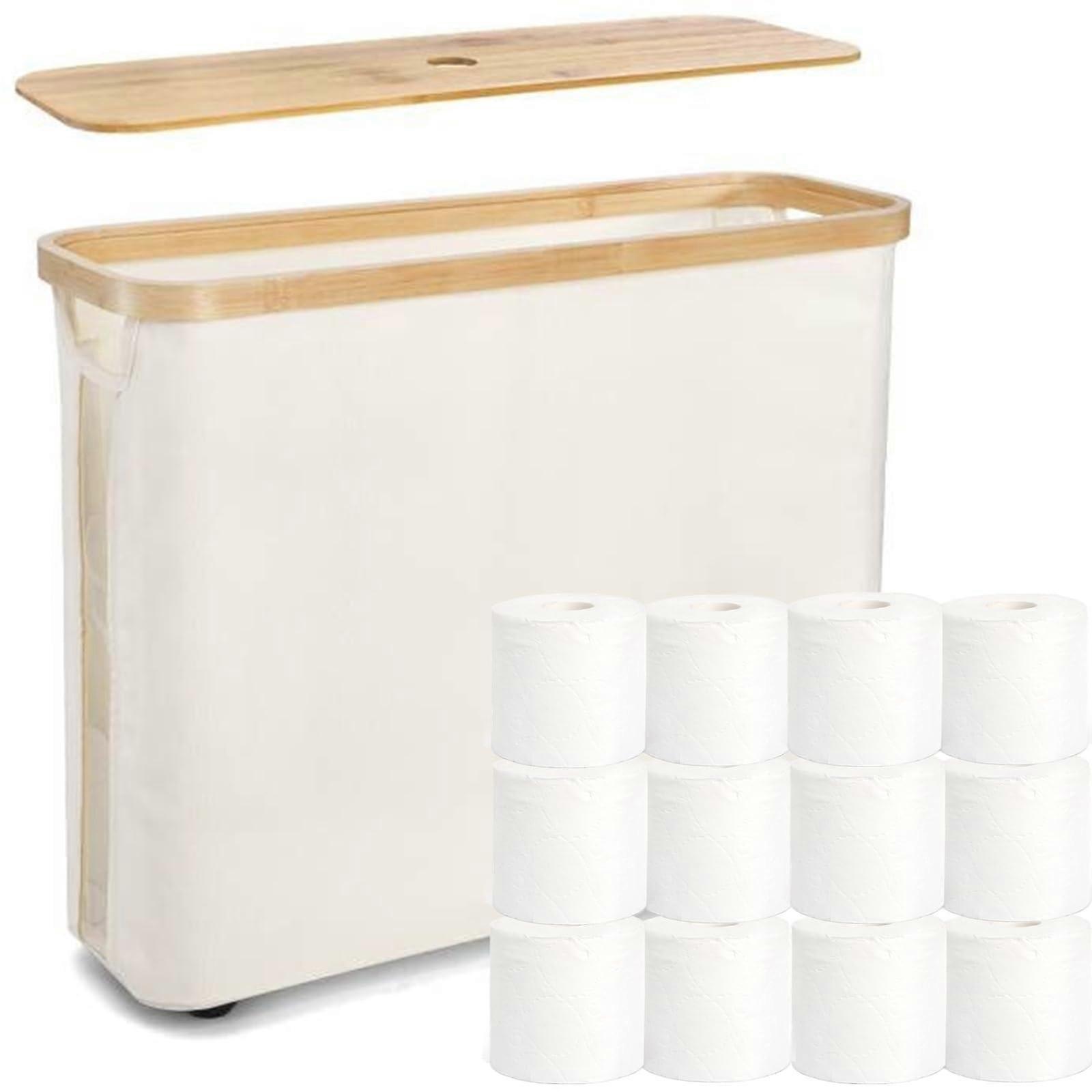 Toilet Paper Storage Bin with Lid, Large Capacity Bathroom Holder with Handle for 912 Rolls