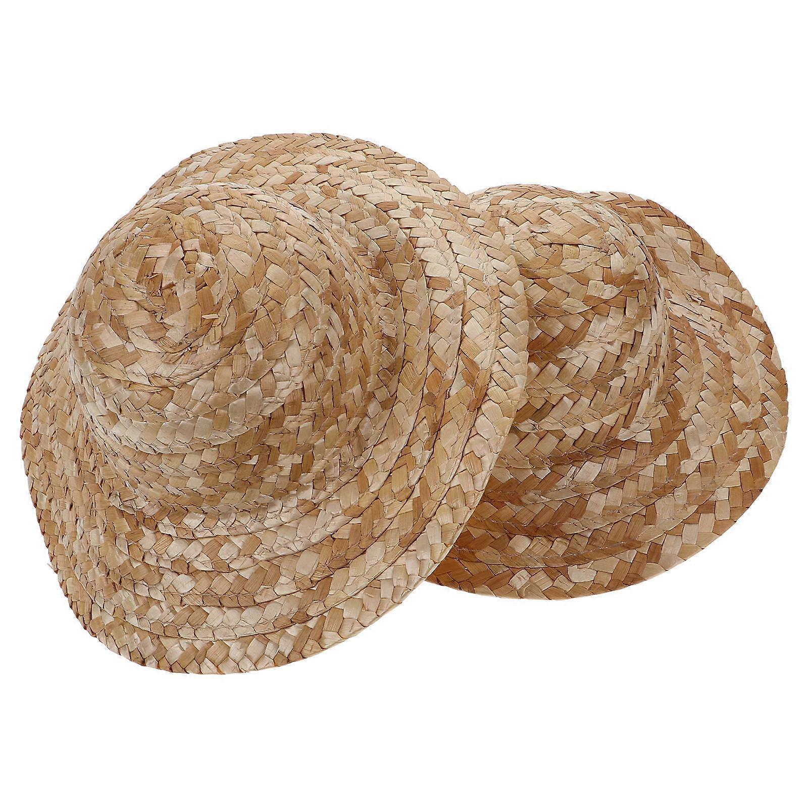 Creative DIY Straw Hat Painting Hats for Decor 2Pcs Straw Hat Set