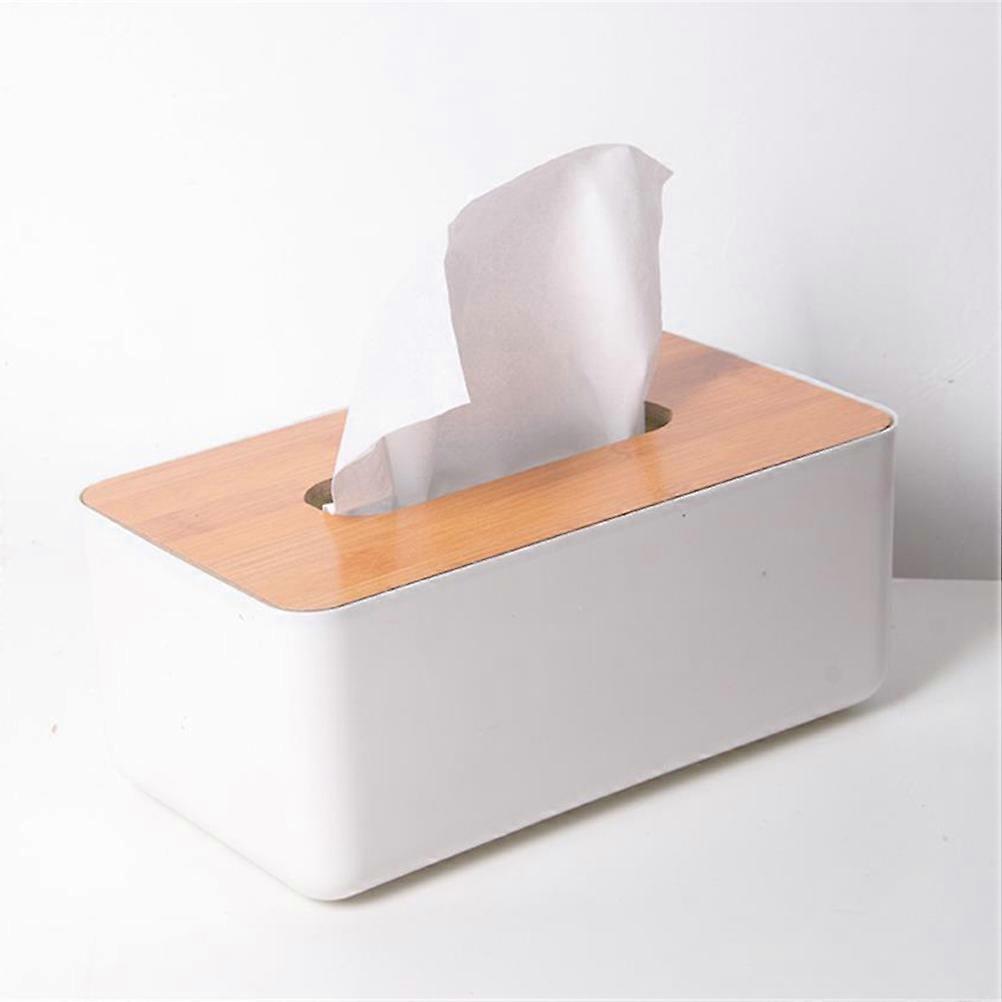 Rectangular Tissue Holder Bamboo Storage Box for Office and Home