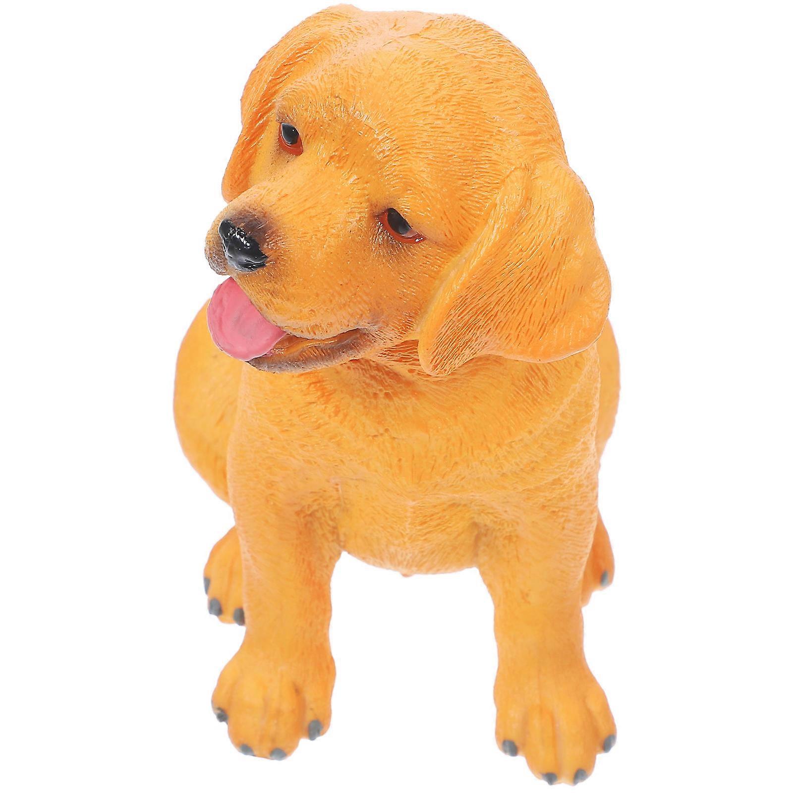 Labrador Simulation Dog Model for Decor Plastic Material Orange