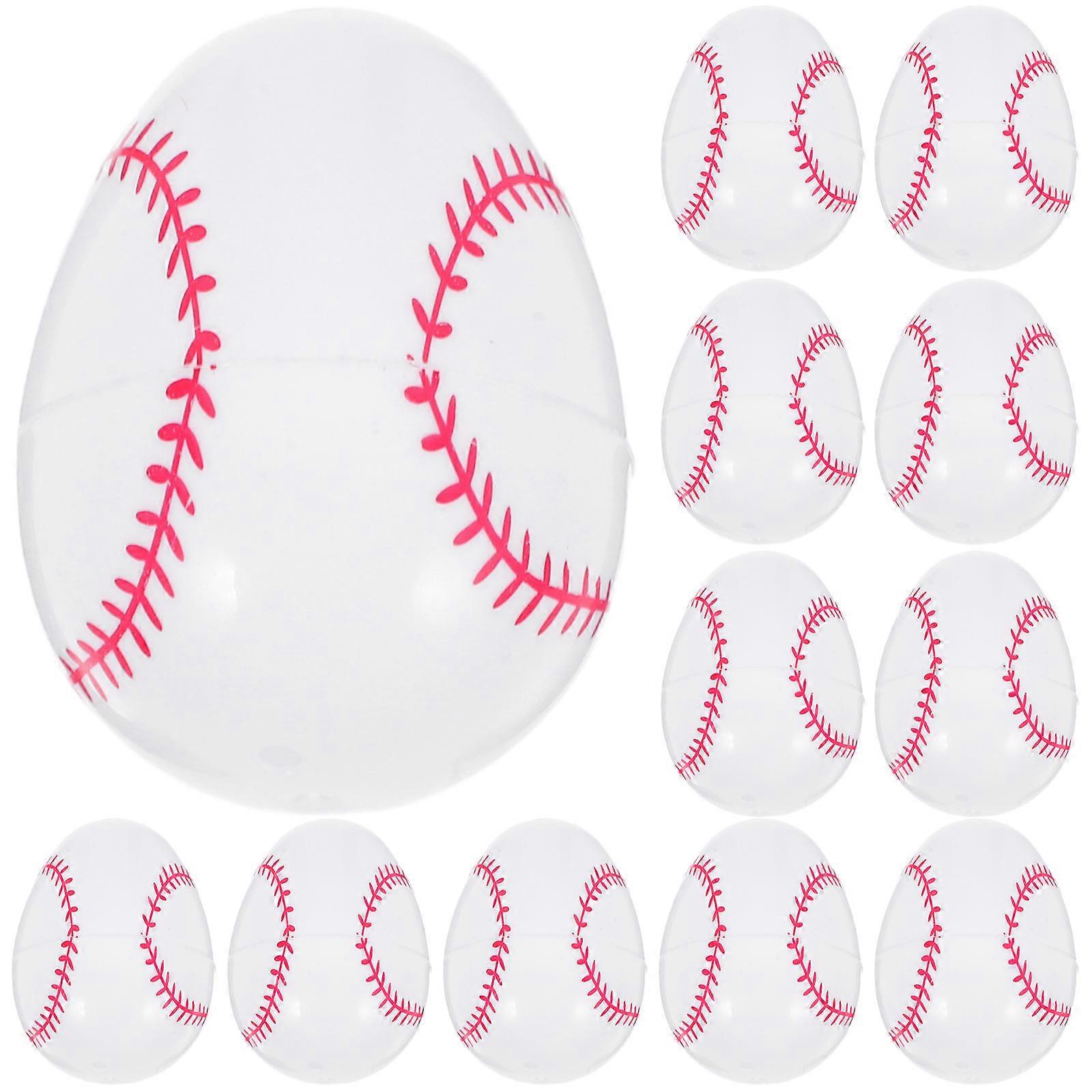 Fillable Plastic Easter Eggs Baseball Pattern for Party Use 36Pcs
