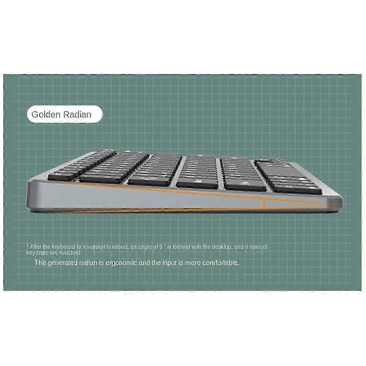 Wireless Keyboard and Mouse Kit Rechargeable 2.4G Blue Tooth Combination Keys for IOS/Android/Windows Keyboard Gray