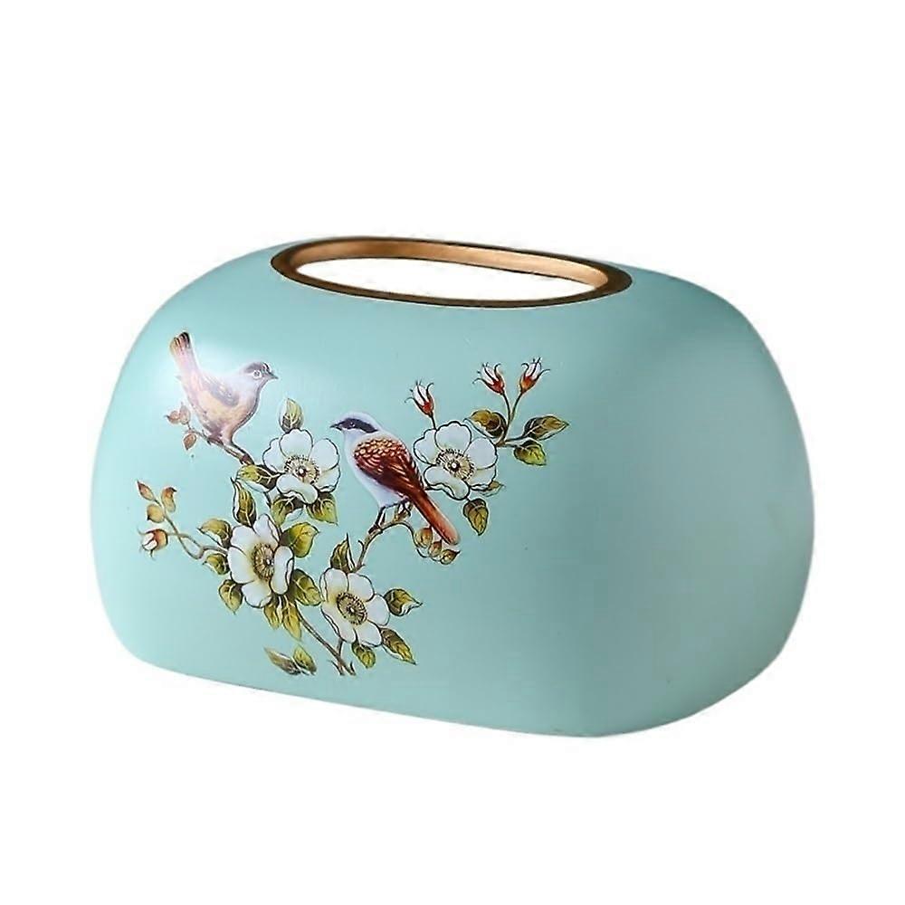 Ceramic Tissue Box Holder with Artistic Vintage Pattern for Living Room Tabletop Decor
