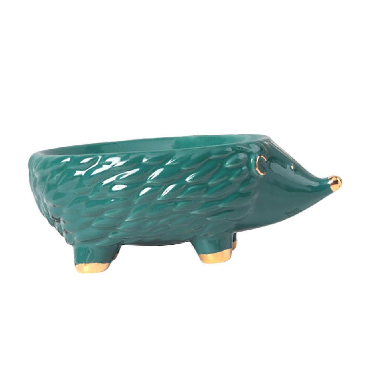 Ceramic Hedgehog Soap Dish with SelfDraining Design, Cute Cartoon Holder for Bathroom or Kitchen