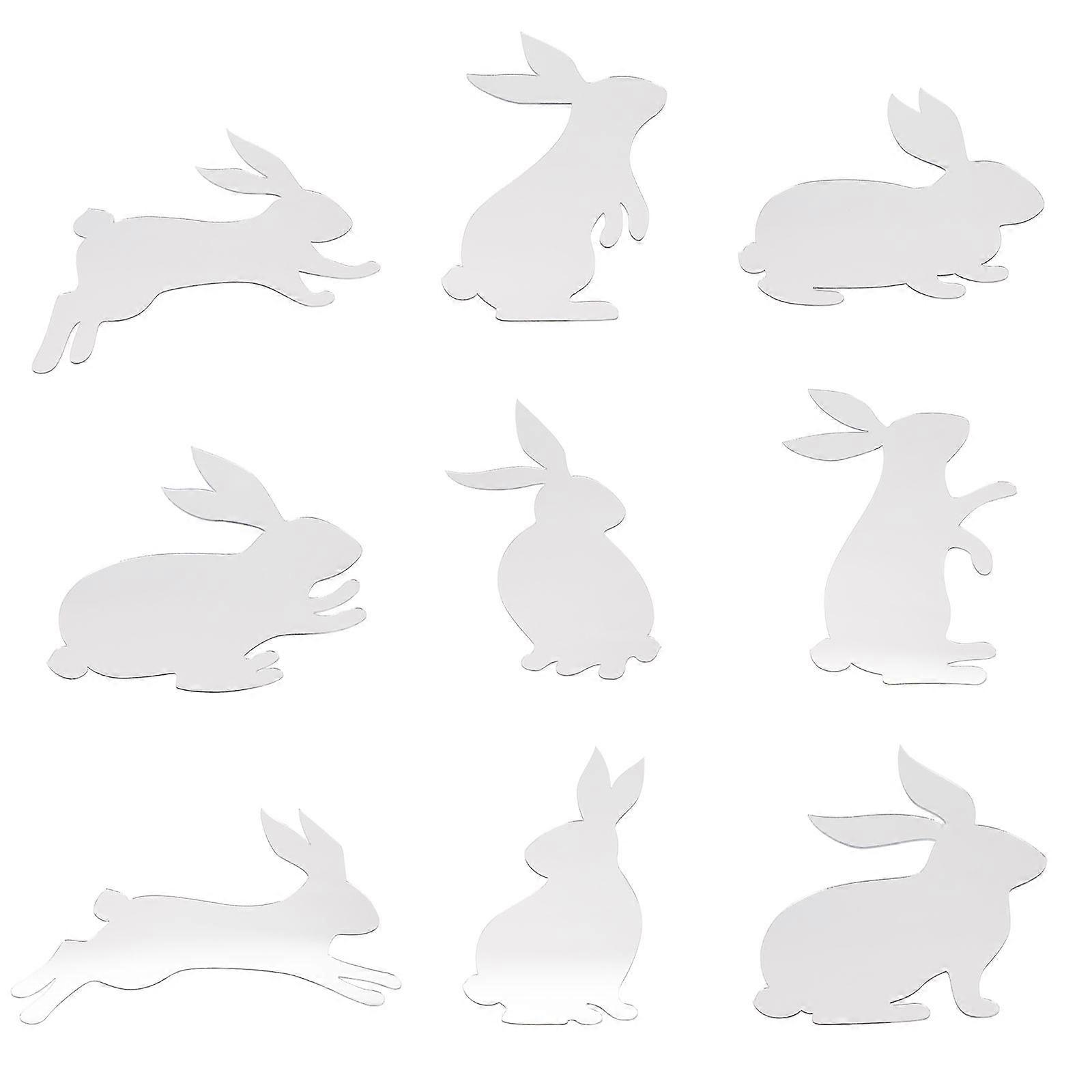 9Pcs Easter Wall Mirror Stickers Easter Rabbit Stickers Easter Festival Decors