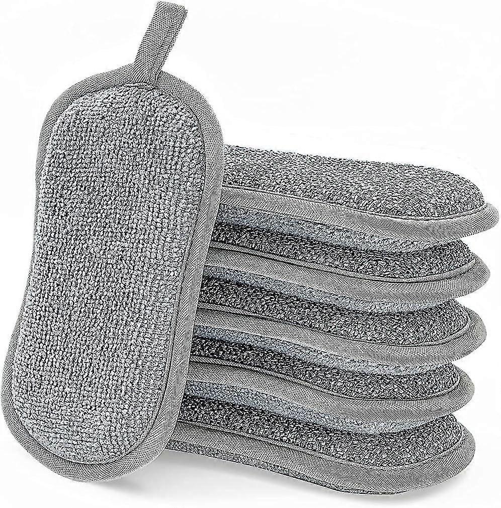 Washable Antibacterial Kitchen Sponge, 6-Pack Double-Sided