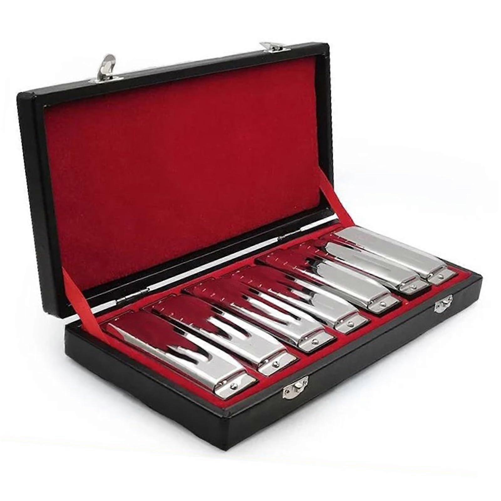 Professional 10 Hole Blues Harmonica Set for Adults and Beginners with Durable Sensitive Tone