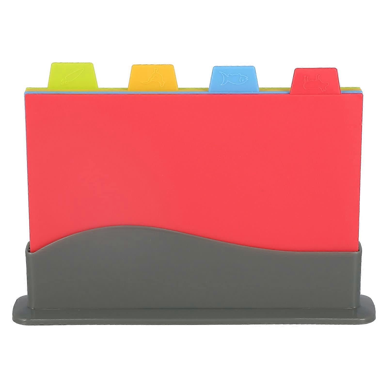 Color Coded Cutting Board Set with Stand PP Plastic Boards with Handle Durable Easy to Clean Kitchen