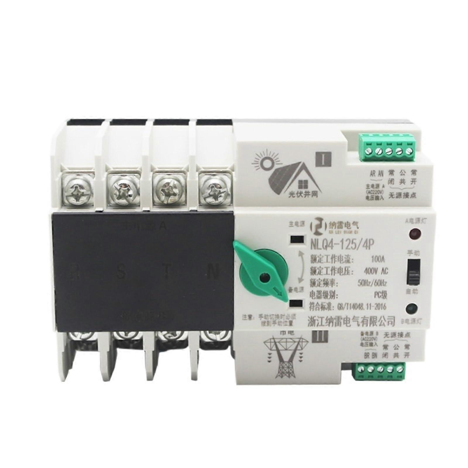 4P 80A Dual Power Automatic Transfer Switch for Generator Home Backup, Quick Source Transfer