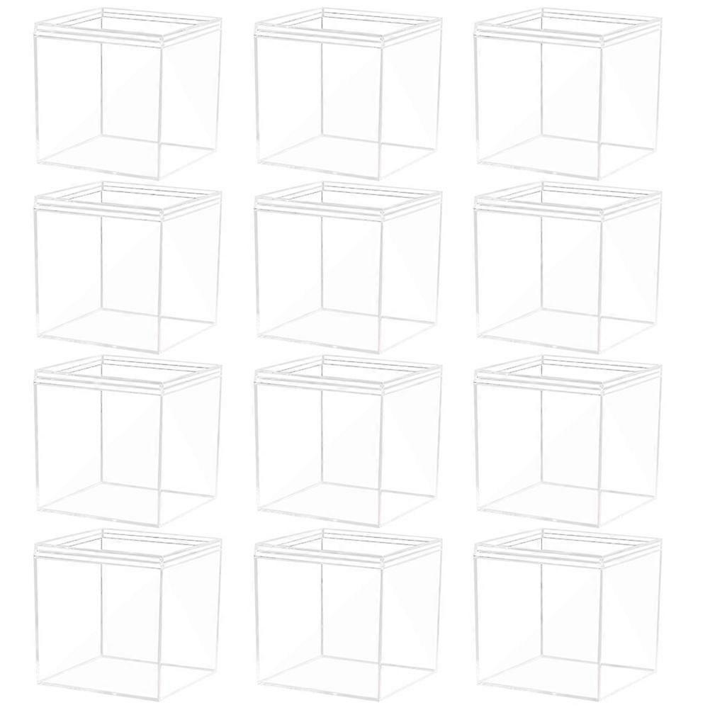 12pcs Square Cube Display Case 8.5cm Collectibles Storage Showcase Candy Box