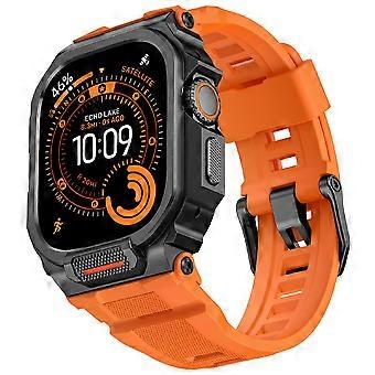Silicone Band with Half Guard Case for Apple Watch Series 11 46mm Textured Replacement Watch Strap